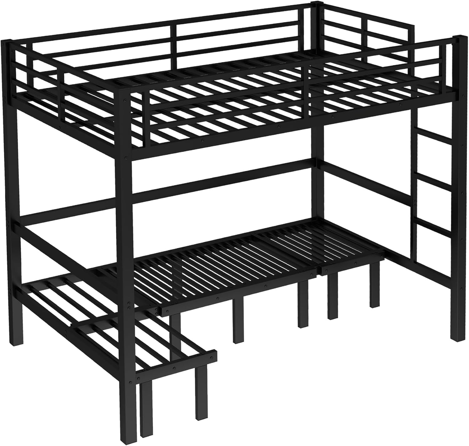 Queen Over Queen Size Futon Bunk Bed, Heavy Duty Loft Bed with Sofa, Lower