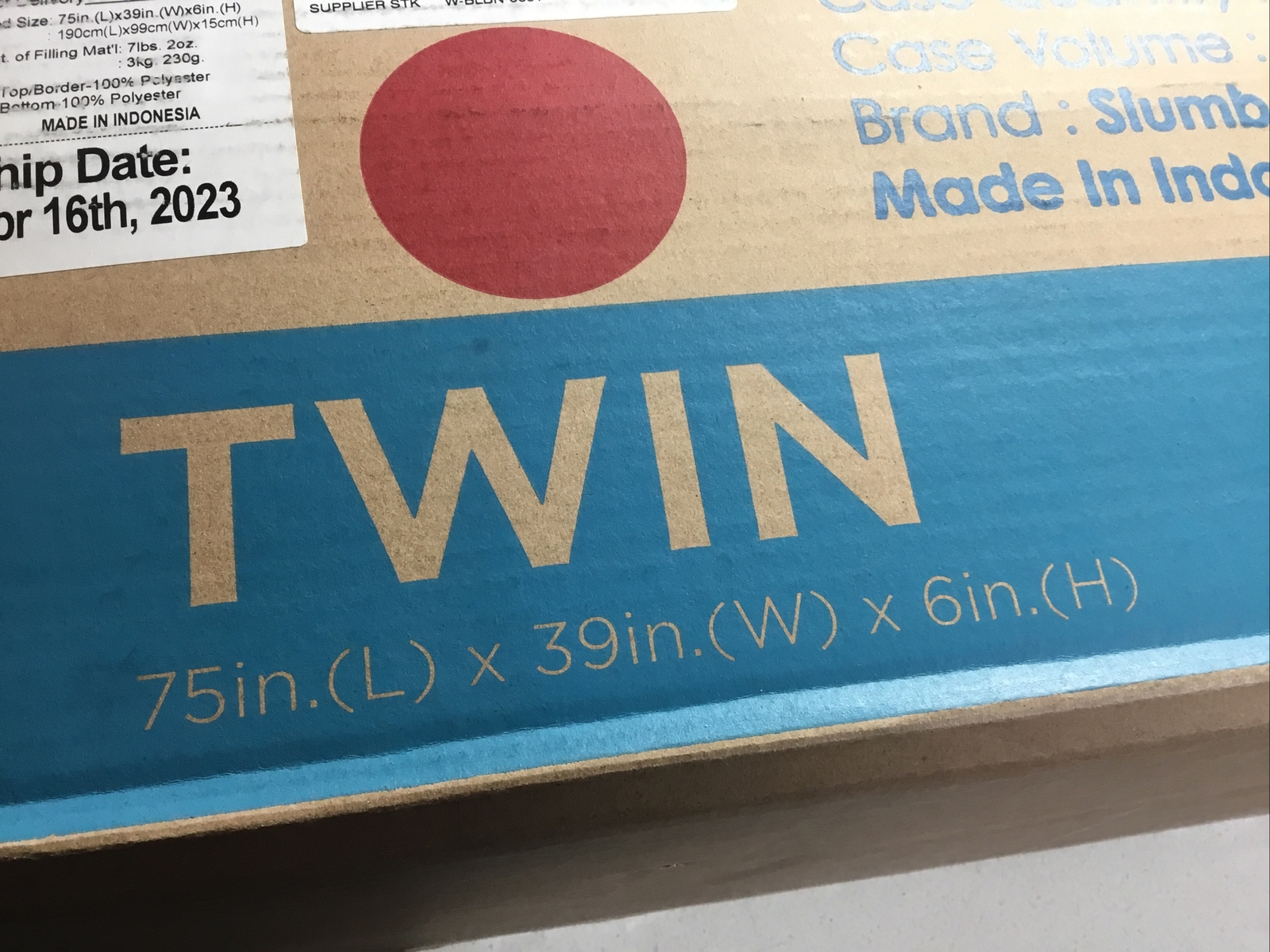 1 Slumber 1 Twin Size Spring Comfort 6” Foam Mattress 75” L 39” W 6” H NEW White