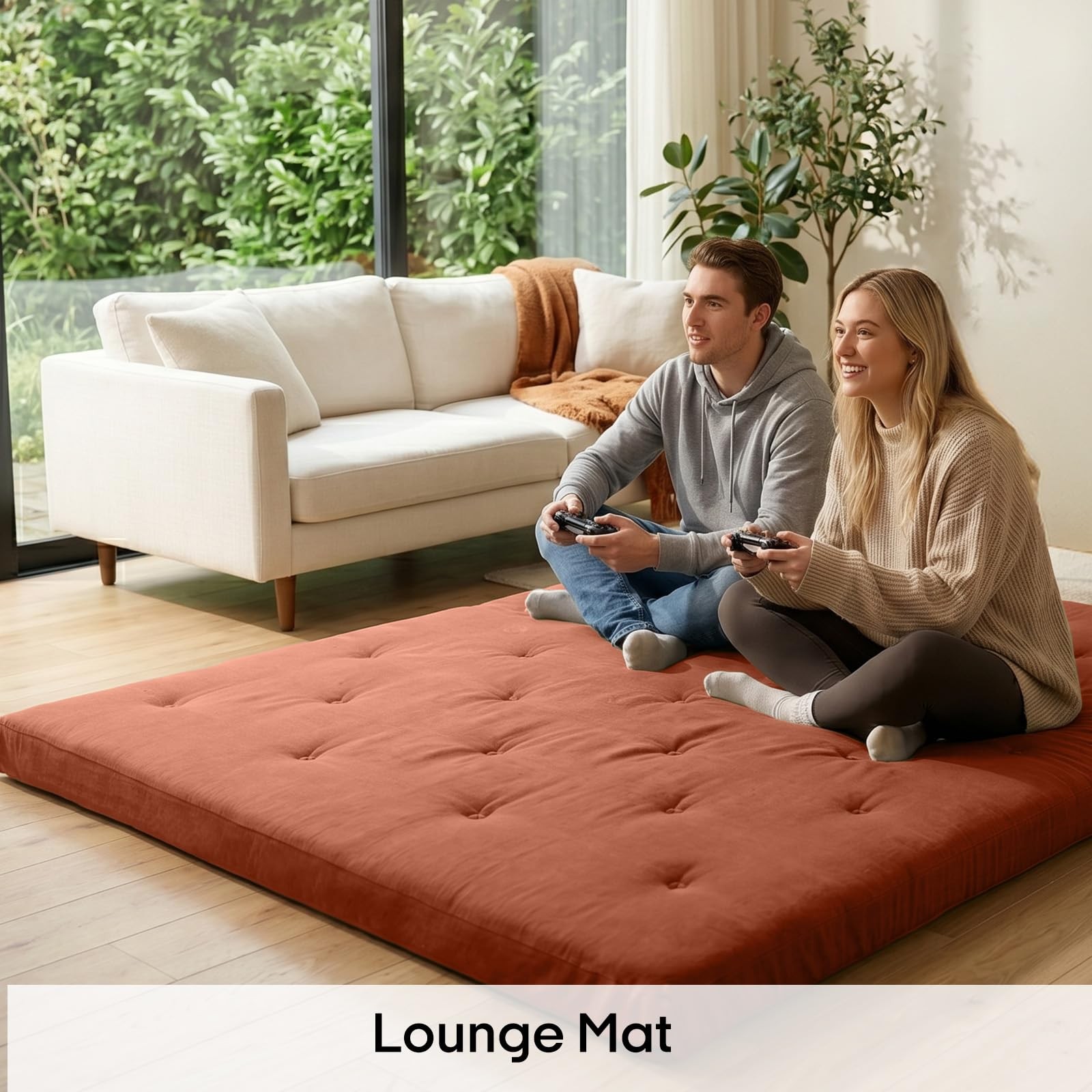 Japanese Floor Futon Mattress Twin Size 75″x 39″, 100% Cotton Cover 4″ Thicke…