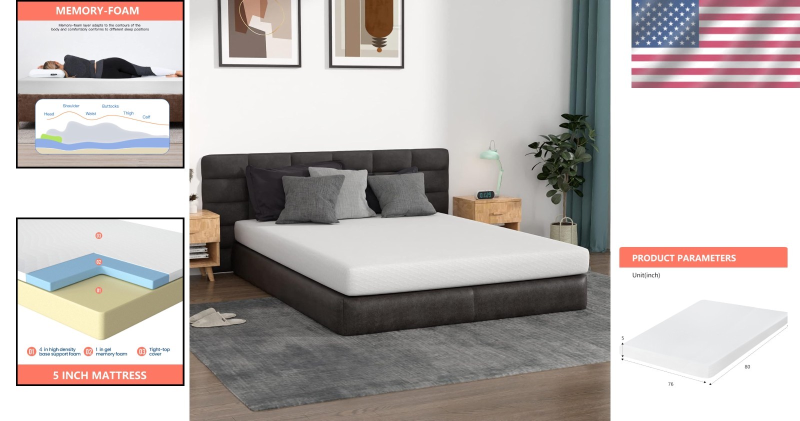 Dual-Layer King Mattress | Gel Memory Foam | CertiPUR-US