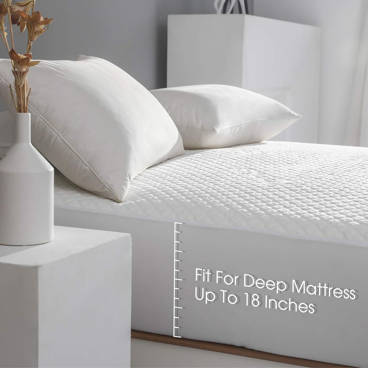 King Size Waterproof Mattress Protector Cooling Rayon from Bamboo King, White