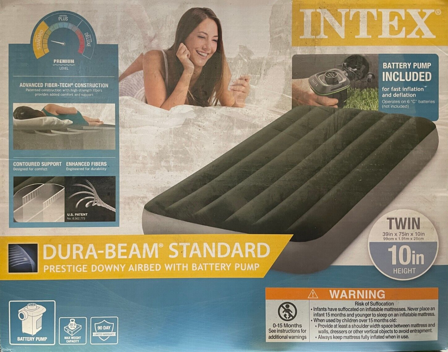 INTEX – 64777EHD – Dura-Beam Standard Prestige Air Mattress – Twin Size