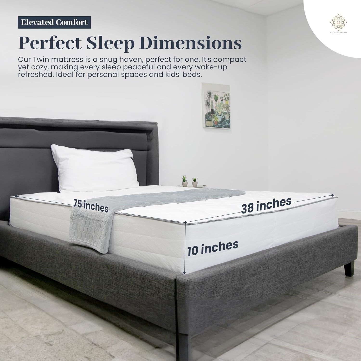 Twin Mattress 10 Inches White – Queen Size Mattress – Bed Rolled in a Box
