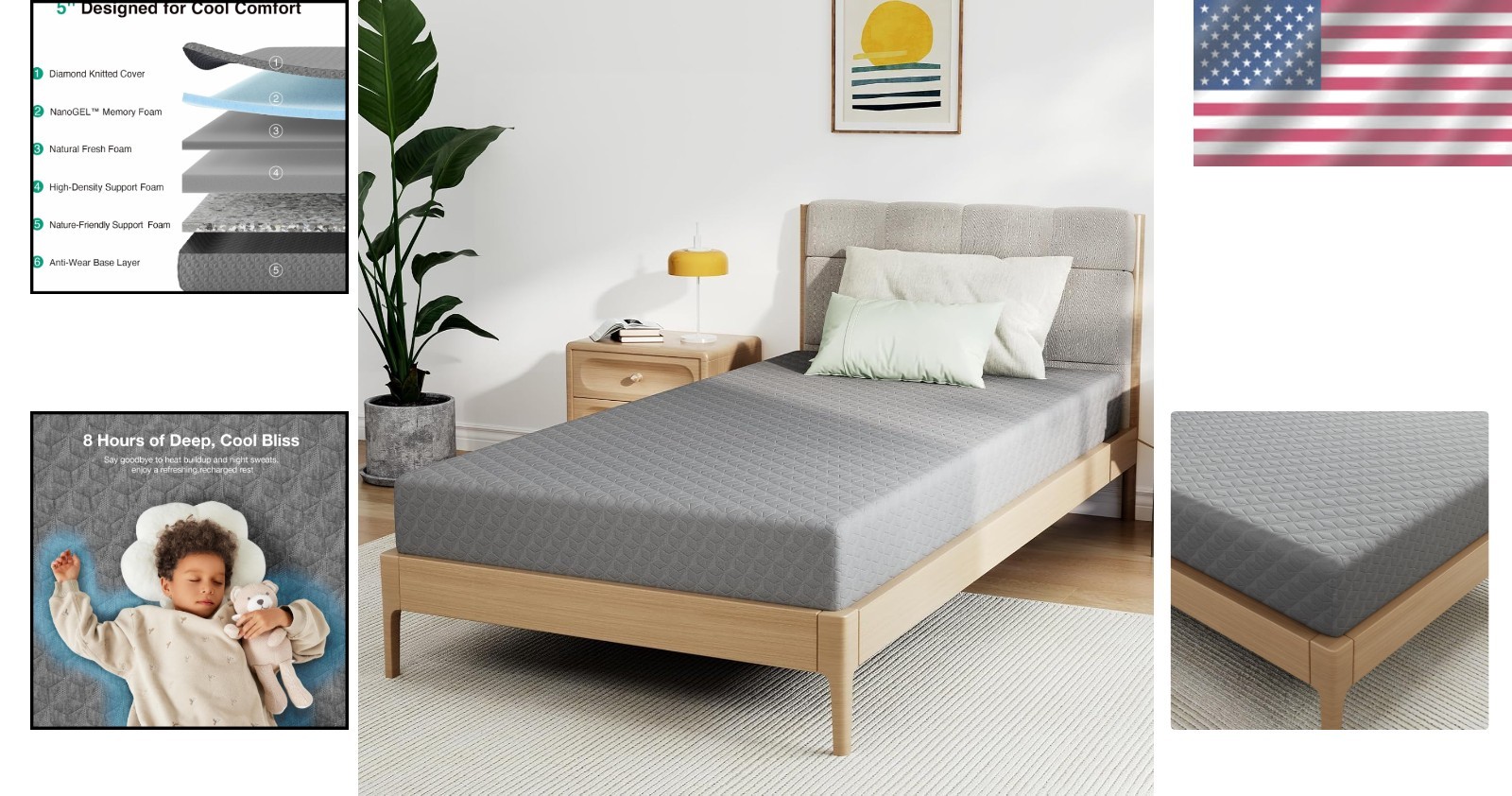 Hypoallergenic 5 Inch Full Size Memory Foam Mattress – Durable & Supportive