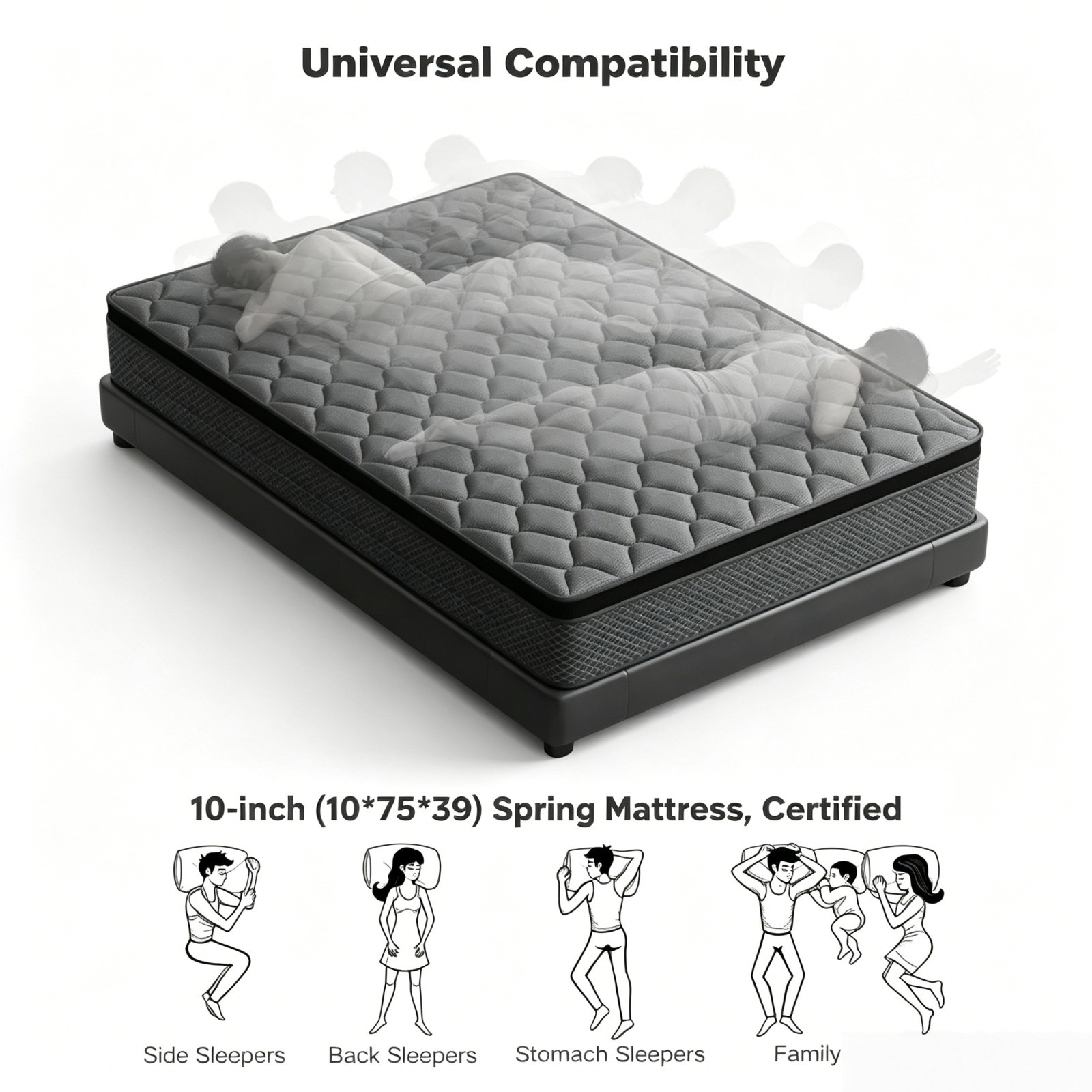 10 Inch Twin Hybrid Mattress Cooling Gel Memory Foam Pocket Spring Bed In Box US