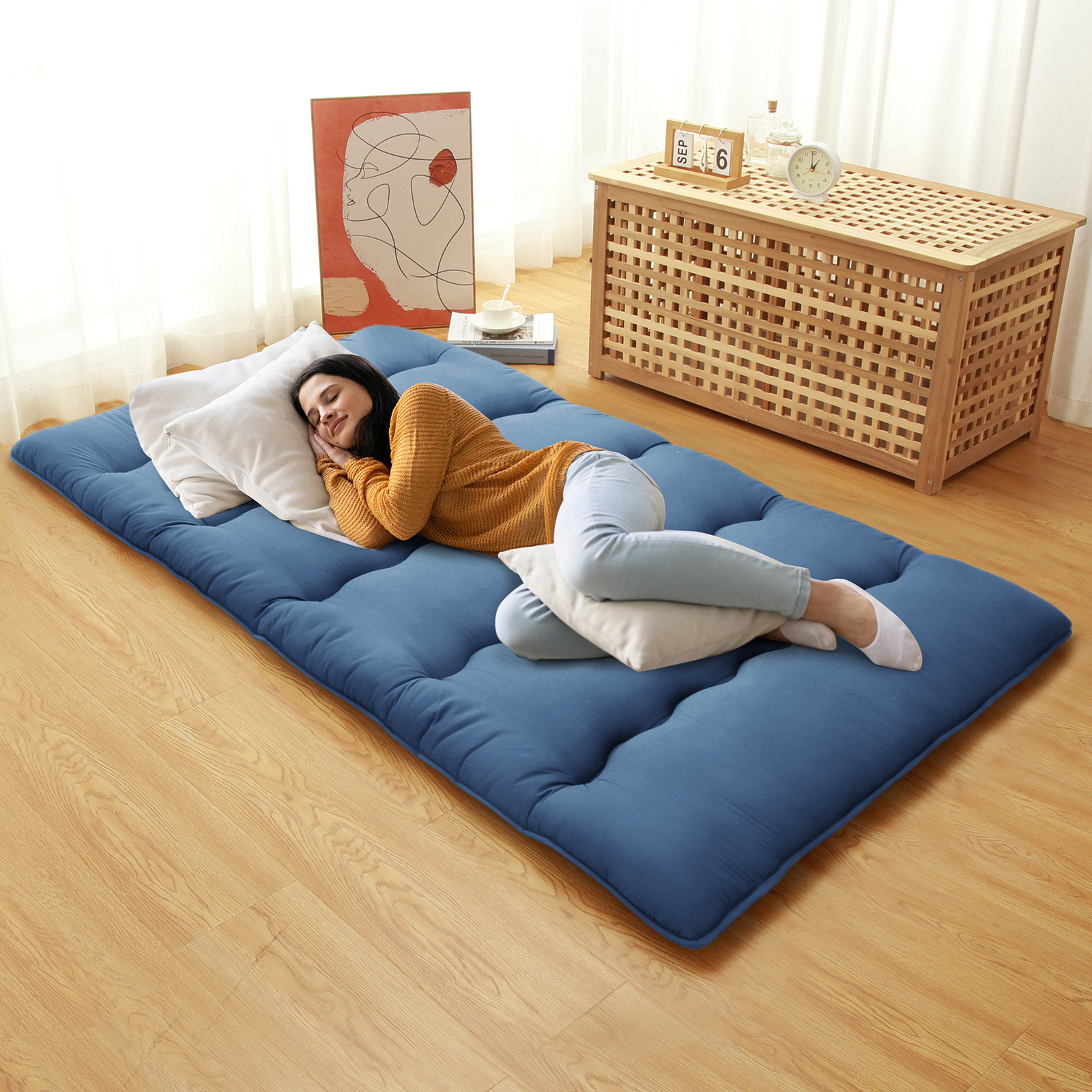Japanese Style Floor Futon Mattress,Folding Futon Mattress Sleeping Mattress Pad