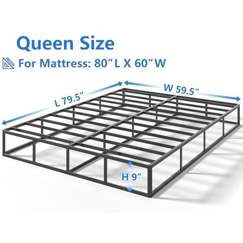 Metal Box Spring Queen Bed Heavy Duty Mattress Foundation Non Slip Easy Assembly