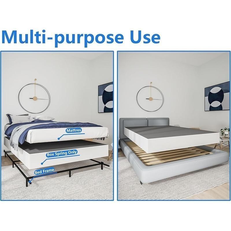 Queen Box Spring 9 In High Heavy Duty Metal Easy Assembly Noise Free Non Slip