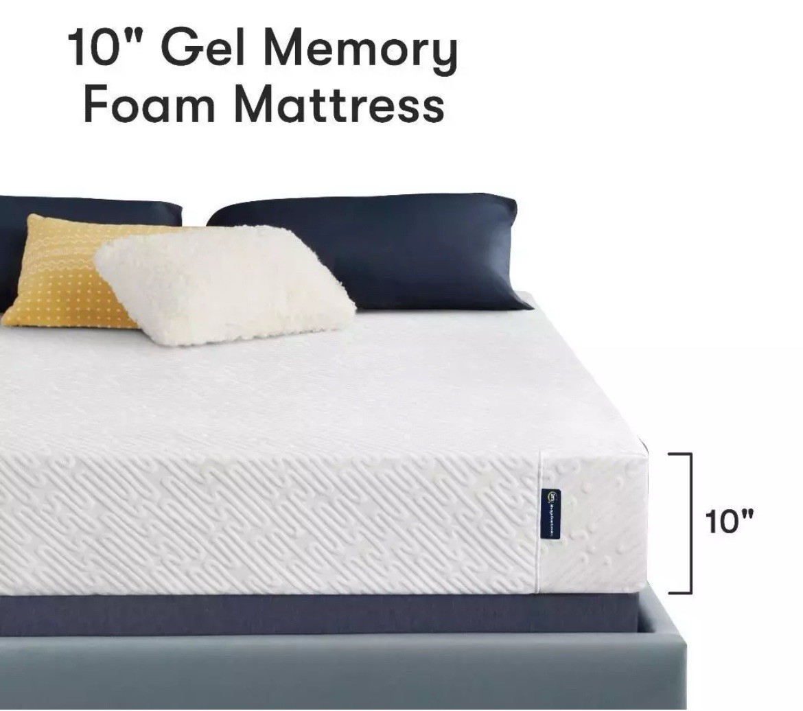 Serta 10″ Full Size Cooling Gel Memory Foam Bed Mattress In A Box