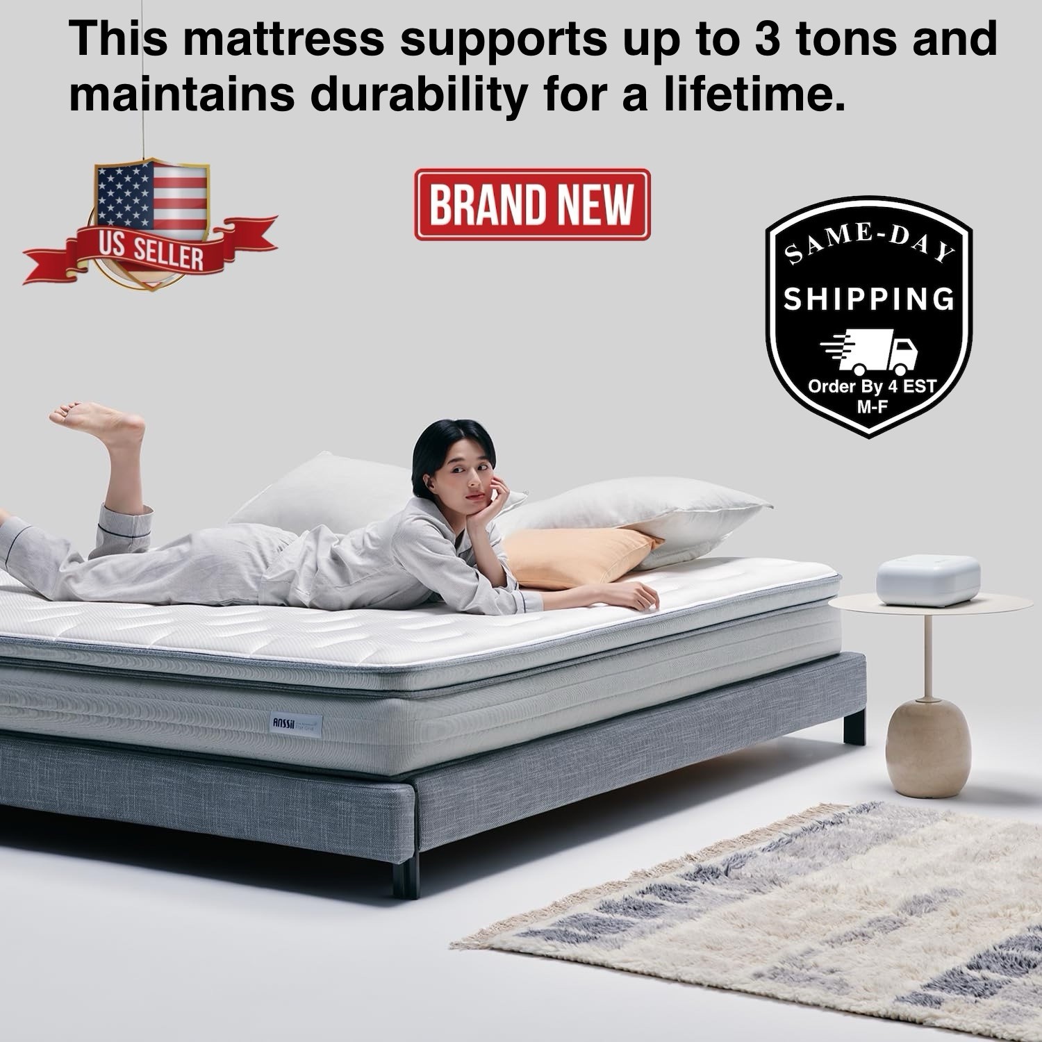 Anssil Flat Grid Plus Full Mattress Extra Firm With No Spring And 3D Technology