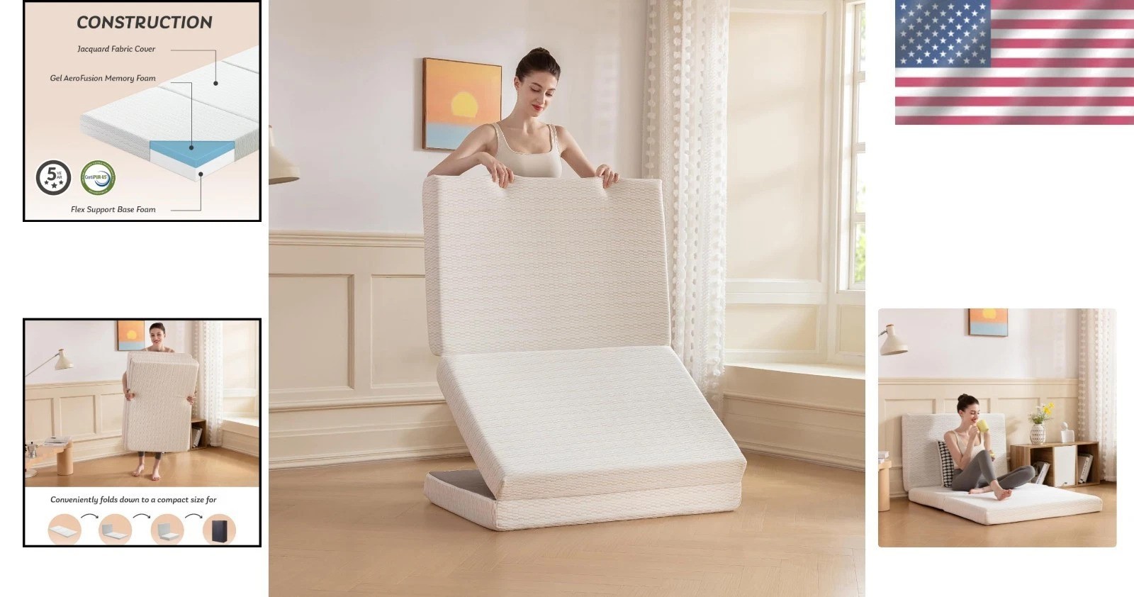 4-Inch Foldable Memory Foam Mattress Topper – Perfect for Camping or Guests
