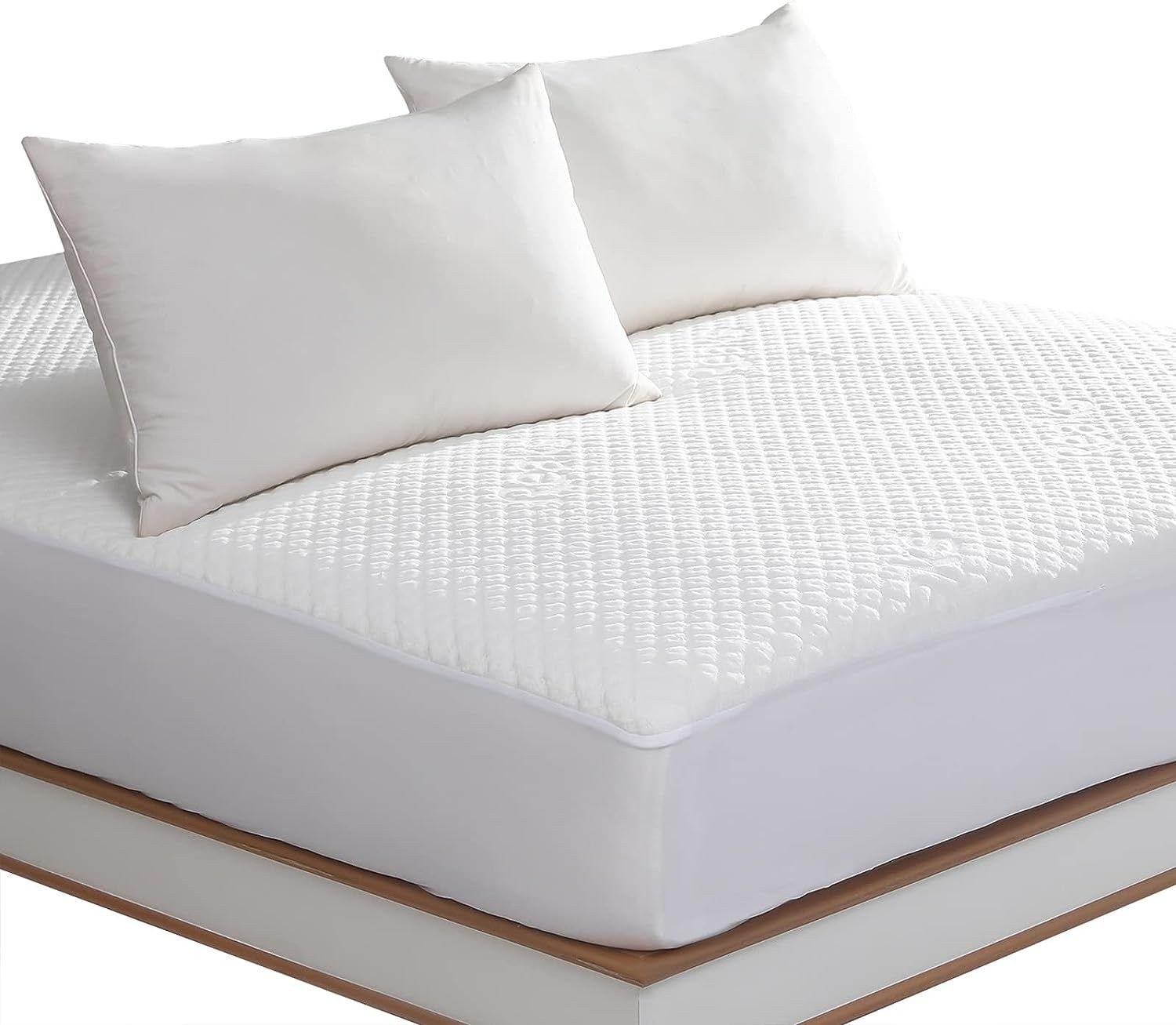 King Size Waterproof Mattress Protector Cooling Rayon from Bamboo King, White