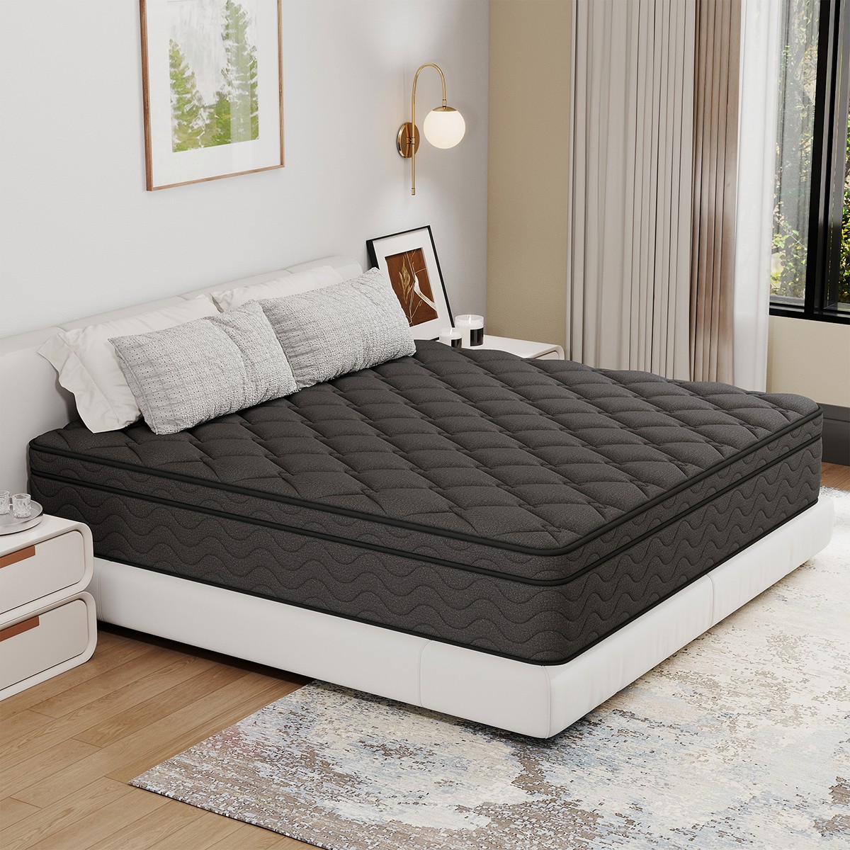 12″ Hybrid Mattress in a Box Pocket Spring Gel Memory Foam Twin Full Queen King