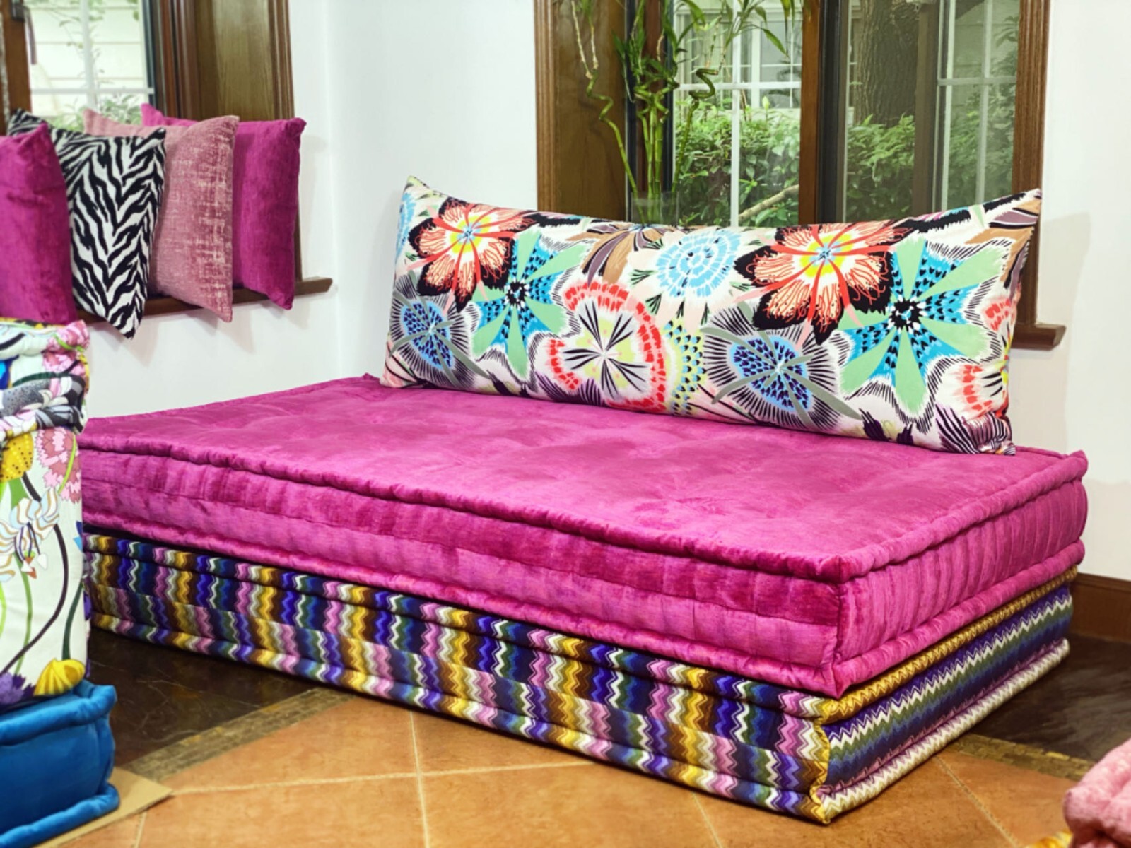 French Hand Tufted Daybed Mah Jong Sofa Modular Sectional Sofa Couch Lounge Set