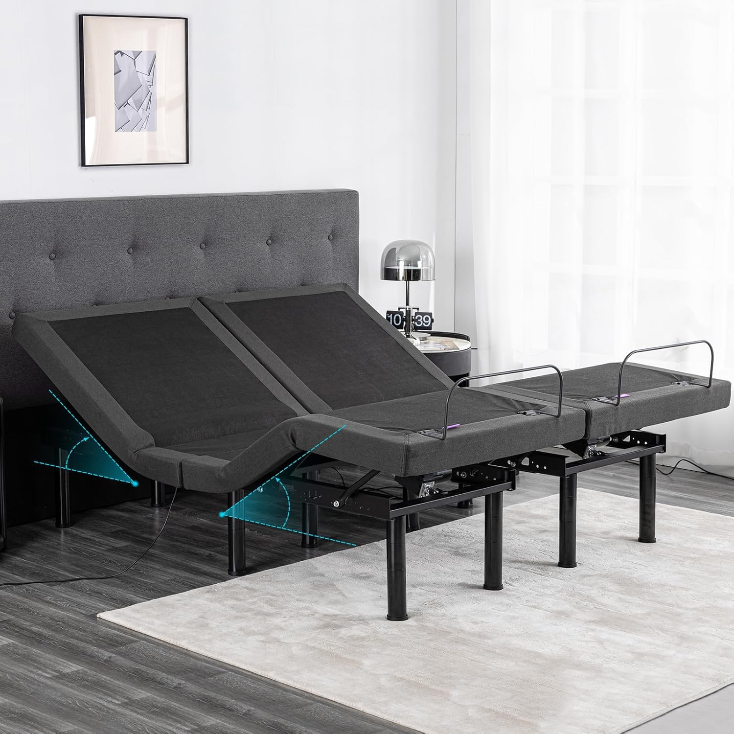 Split King Adjustable Bed Frame & 12″ Gel Memory Foam Mattress with Remote
