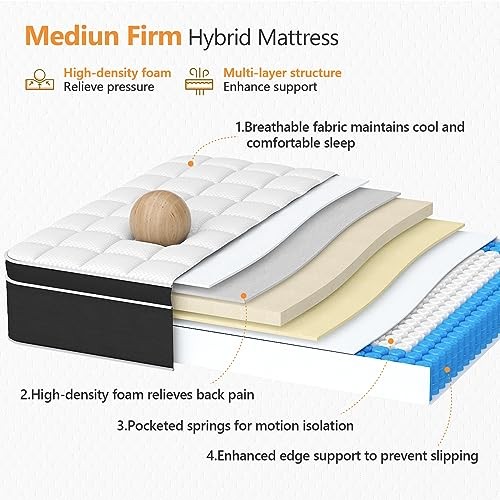 Mattress Cooling Gel Memory Foam Hybrid Mattress Size in a Box, Twin 12 Inch