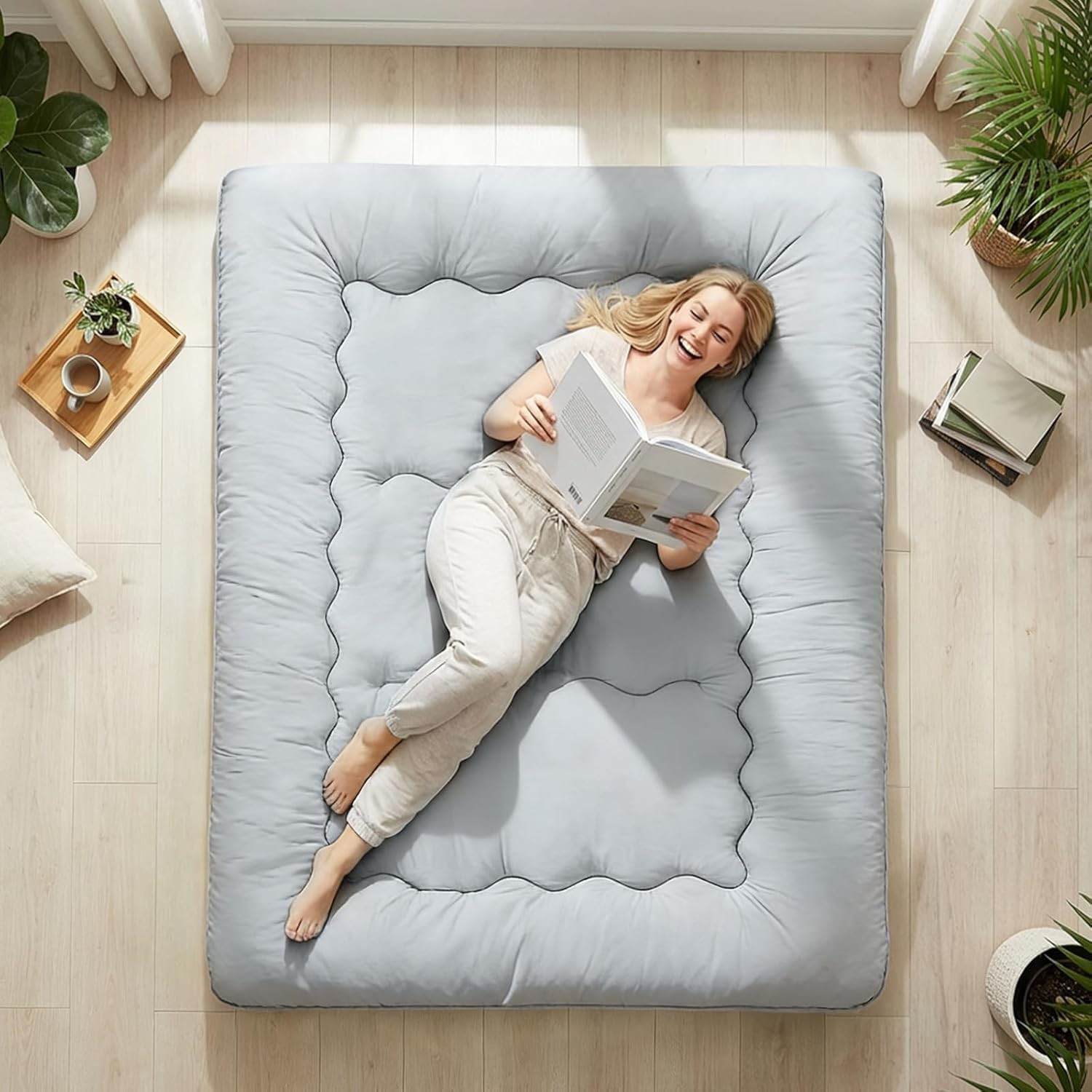 4-Inch Twin Tatami Mattress, Japanese Futon Foldable Mattress with Removable Was