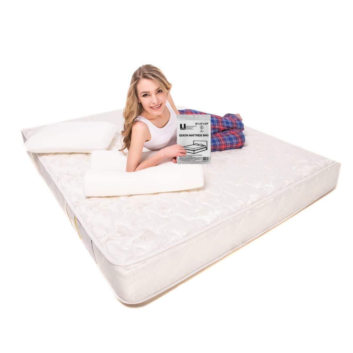 Queen Mattress Clear Plastic Poly Covers, 61 x 15 x 104 inch, Heavy Duty 2 mi…
