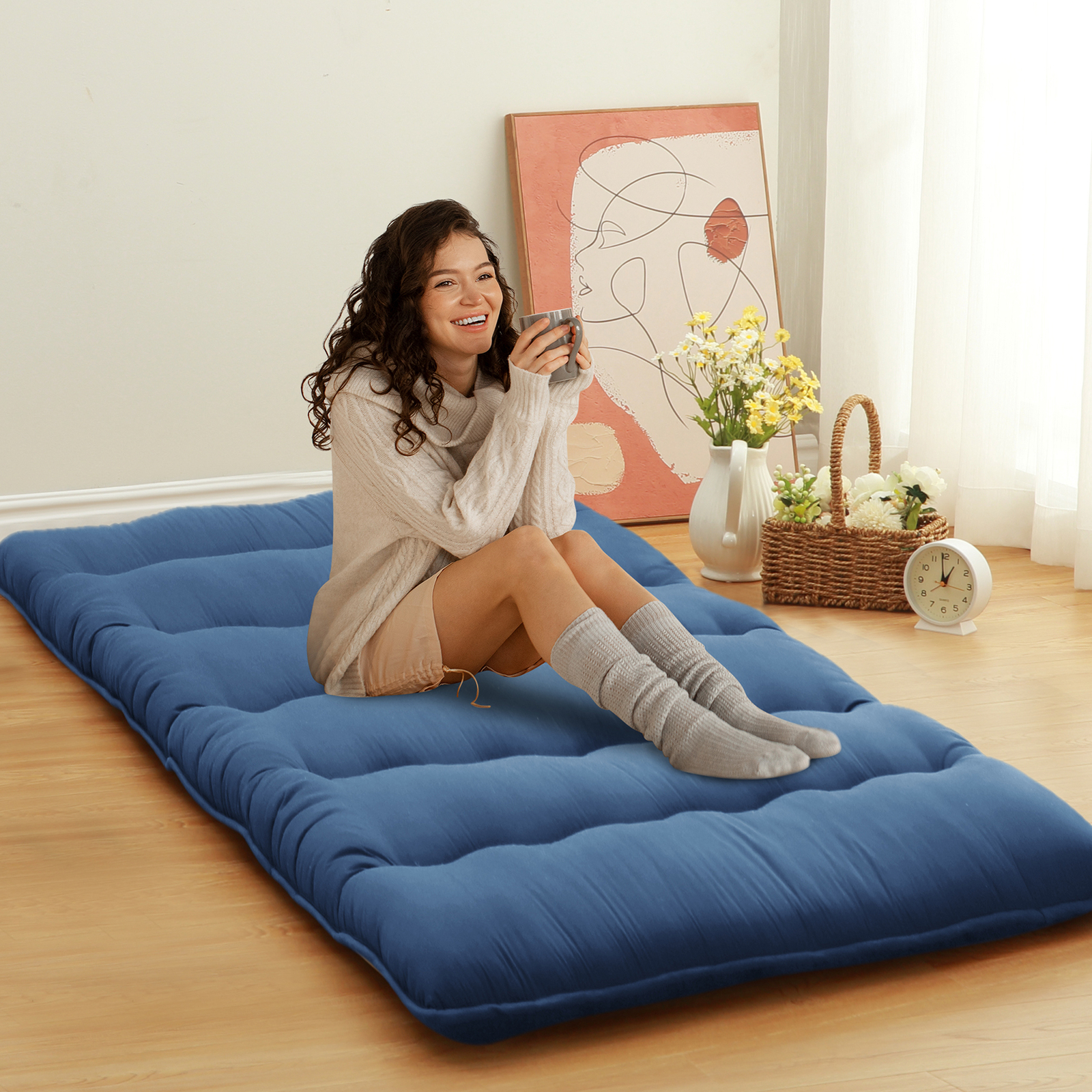 Japanese Style Floor Futon Mattress,Folding Futon Mattress Sleeping Mattress Pad
