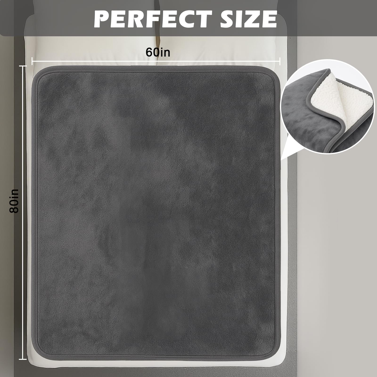 DOVIROS Waterproof Blanket for Bed Intimacy, Love 80×60 inches, Grey