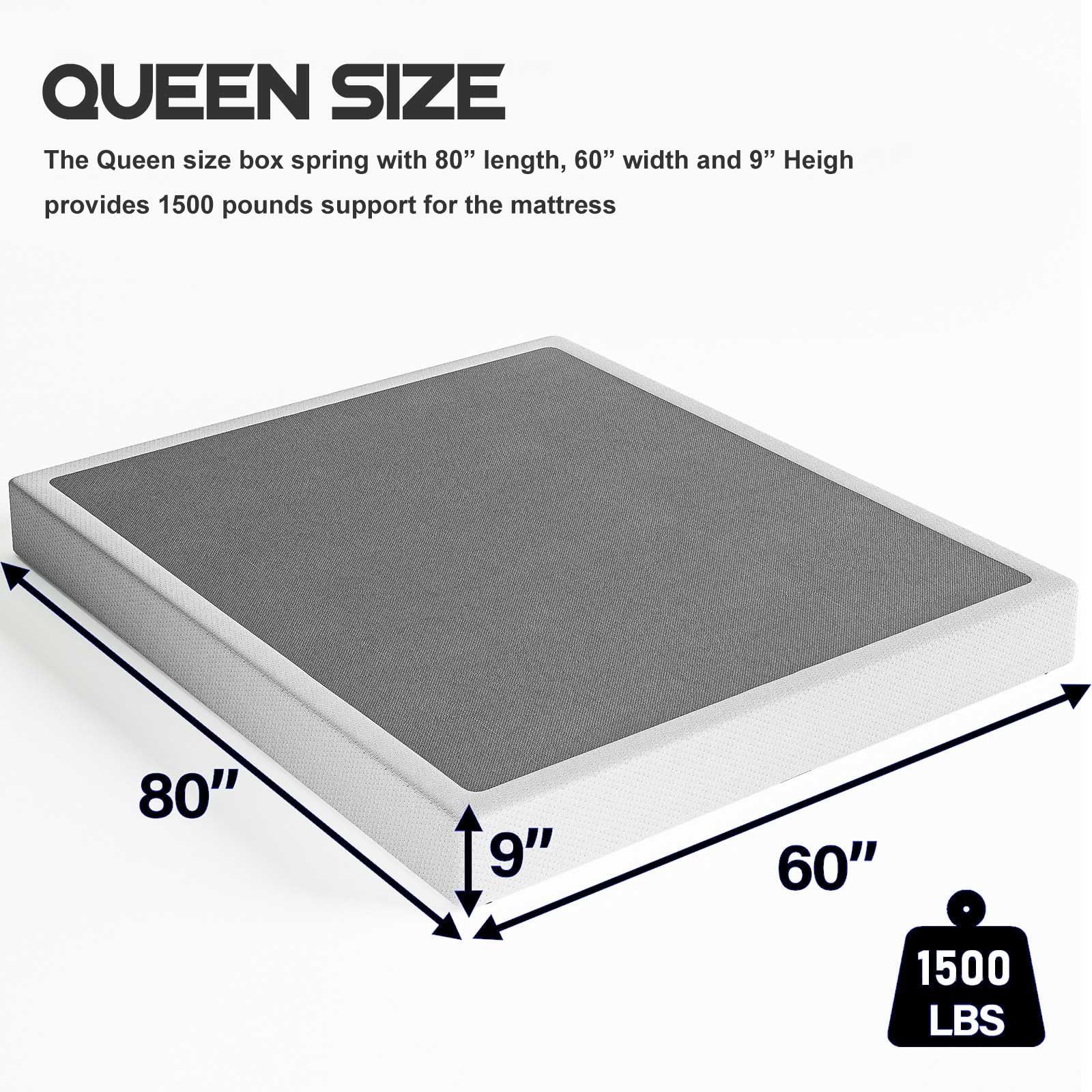 Box Spring Queen and Cover Set, 9 Inch High Profile Easy Assembly Mattress Fo…