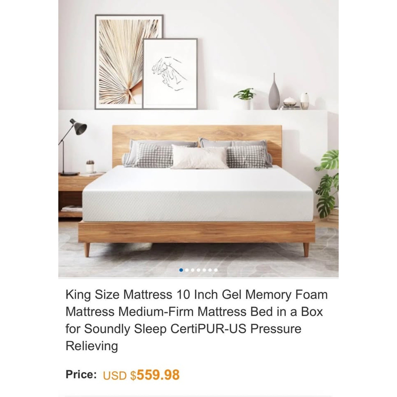 King Size Mattress 10 Inch Gel Memory Foam Mattress Medium-Firm Mattress