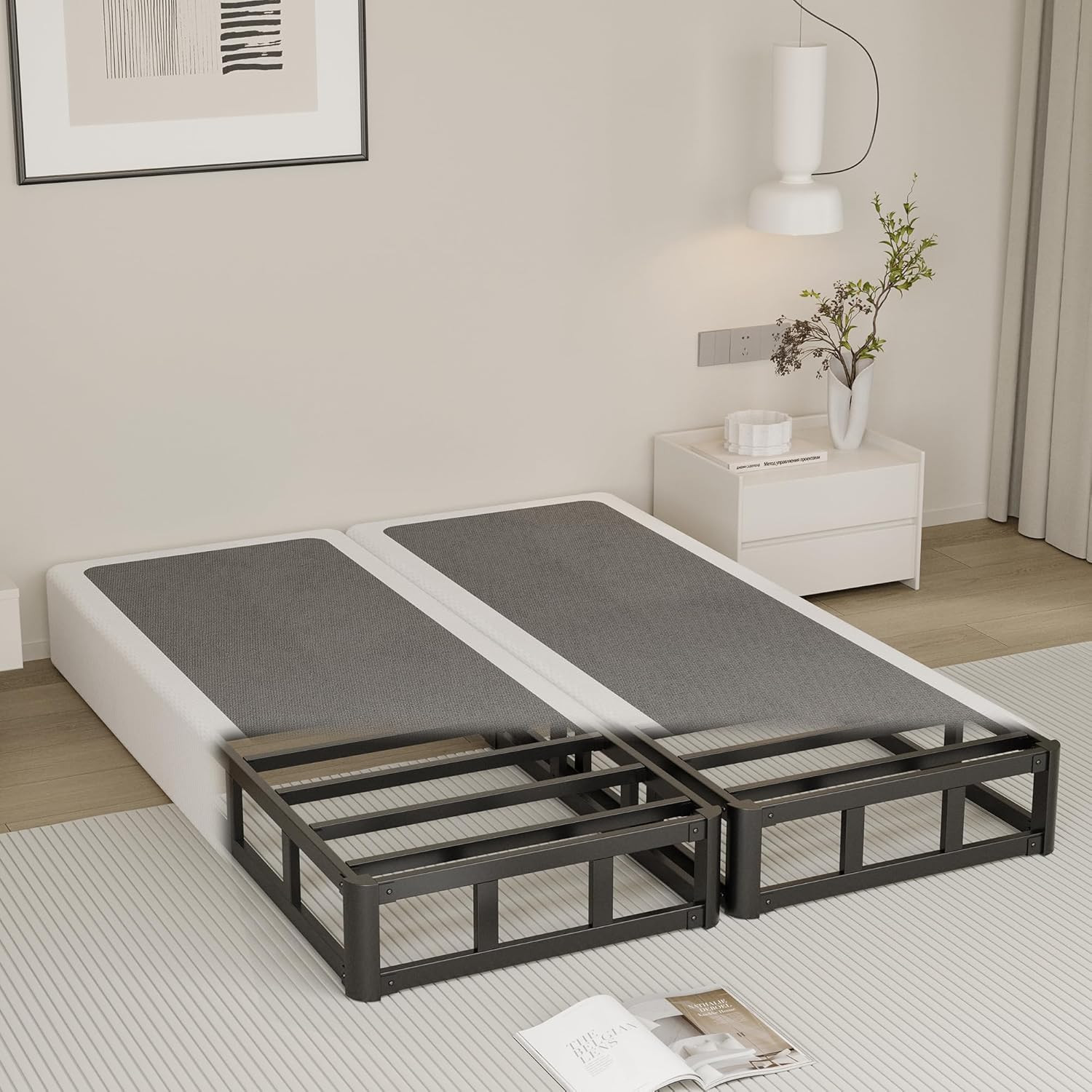 7″ Heavy Duty Split Box Spring with Fabric Cover – Easy Assembly & Noise-Free
