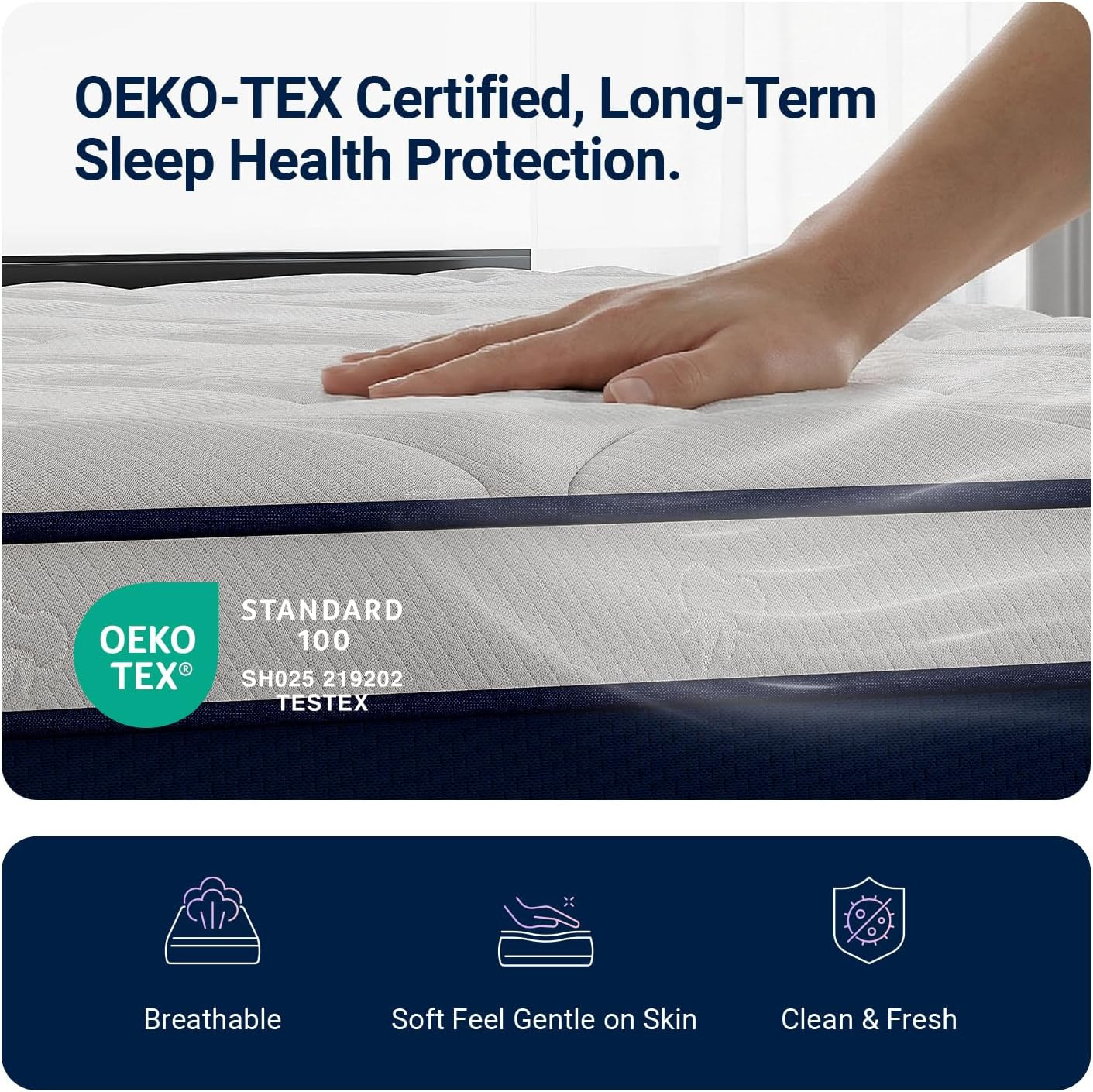 12″ Queen Hybrid Mattress, Hypoallergenic & Back Pain Relief, No Box Spring Need