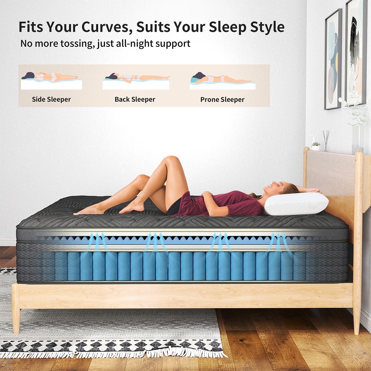 12″ 14″ Gel Memory Foam Hybrid Spring Mattress In a Box Twin Full Queen King
