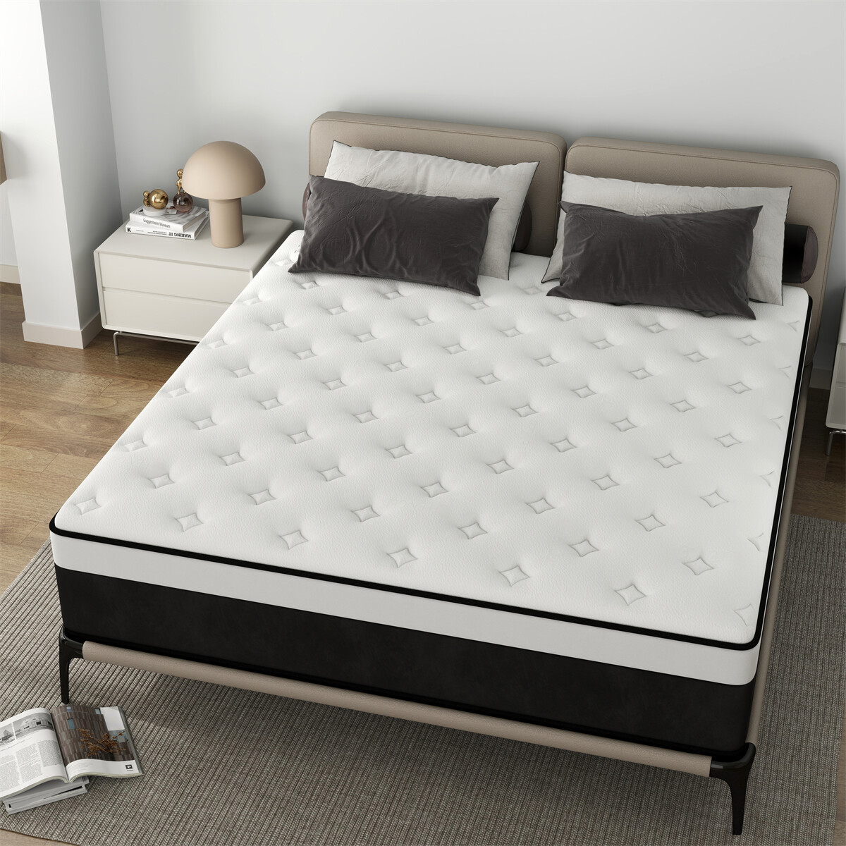 12 Inch Mattress Twin Full Queen King Size 7Zone Spring Memory Foam Bed in a box