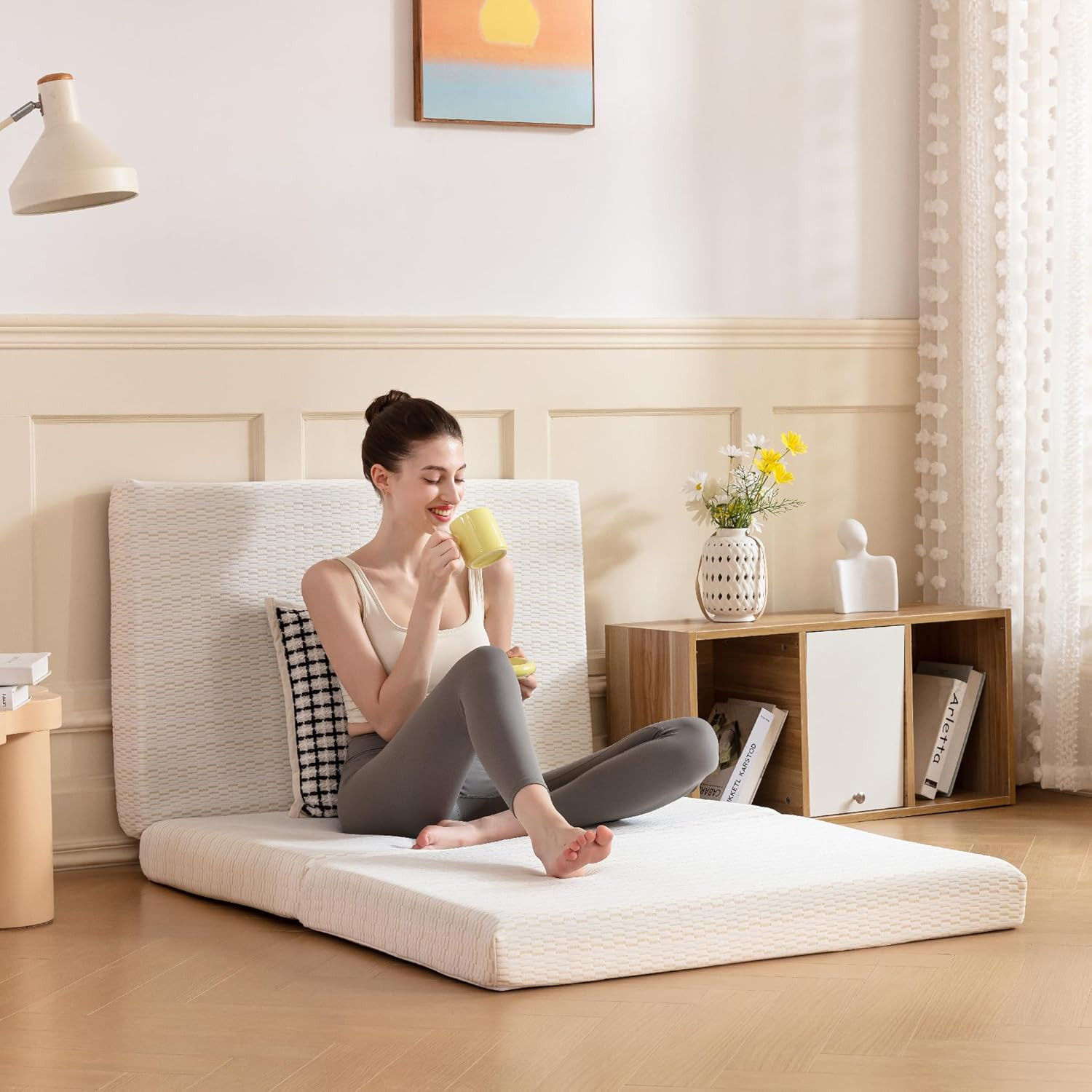Tri-Fold Memory Foam Mattress Topper – 3″ Twin, Washable Cover, Portable Bed