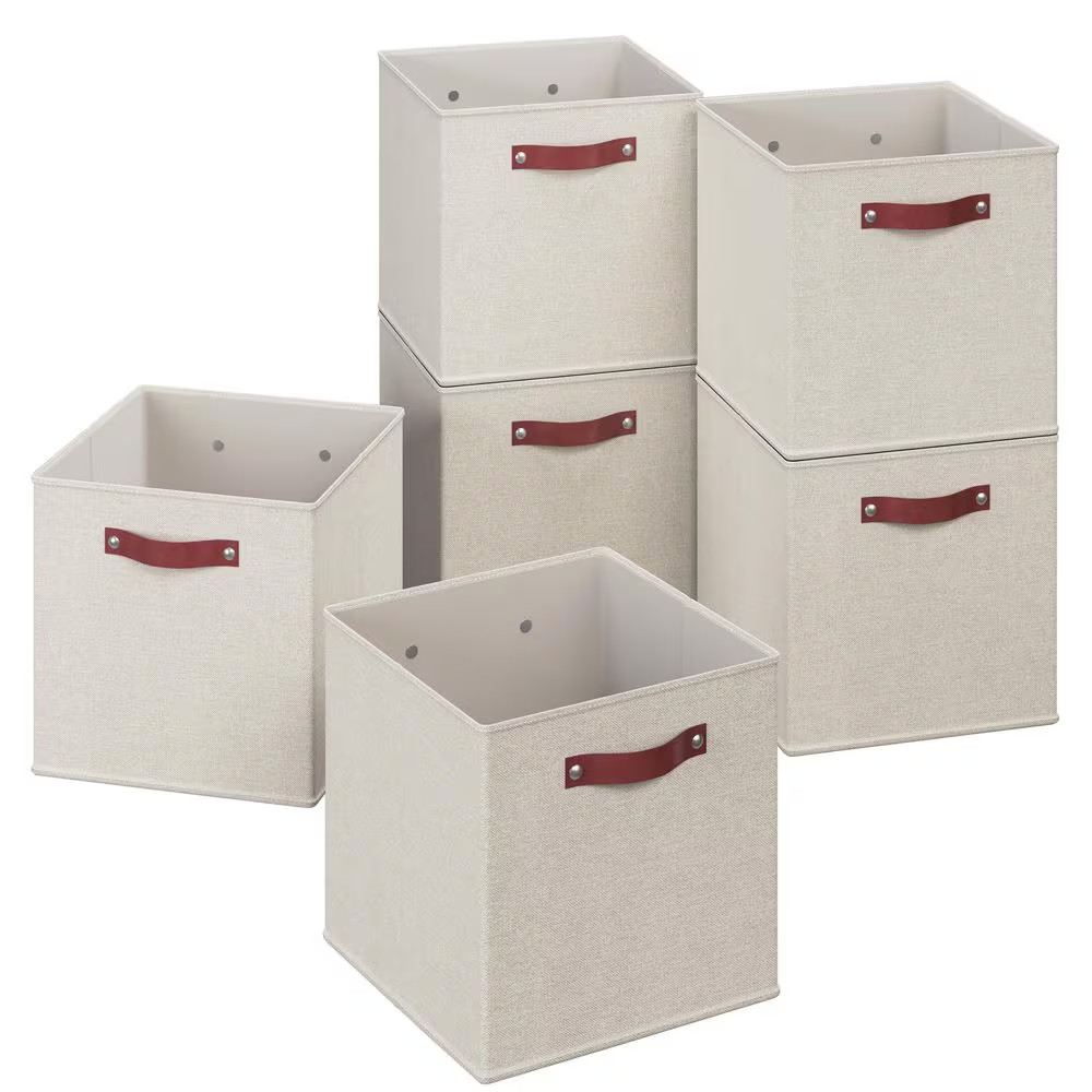 Beige 13 In. X 13 In. X 13 In. Linen Fabric Decorative Kallax Storage Cube Bin (