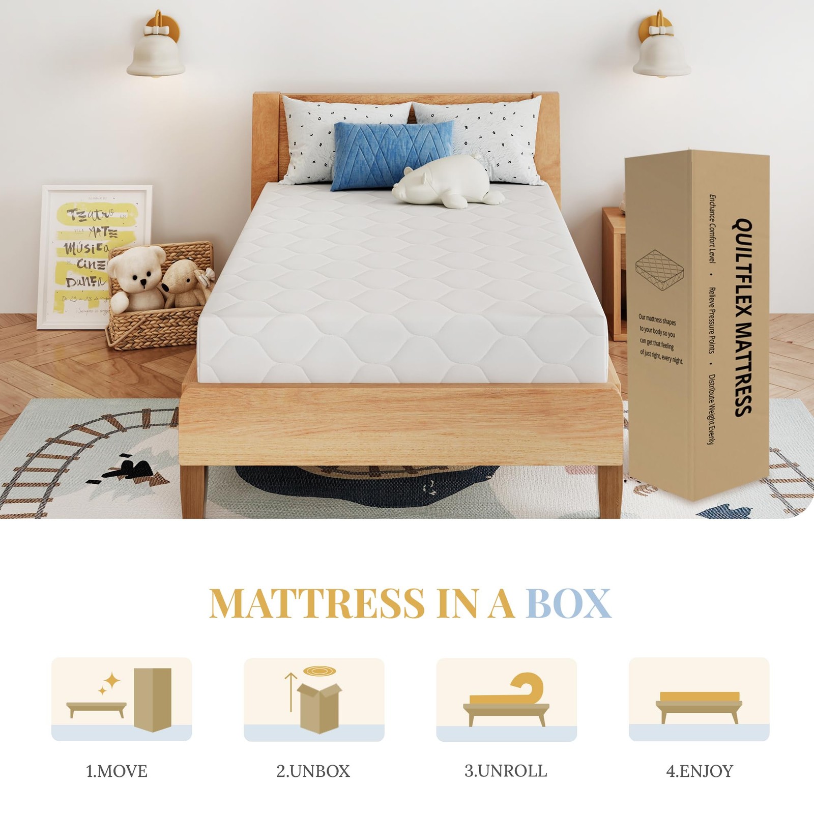 5 Inch Twin Size Memory Foam Mattress in a Box for , Relieve Pressure with Me…