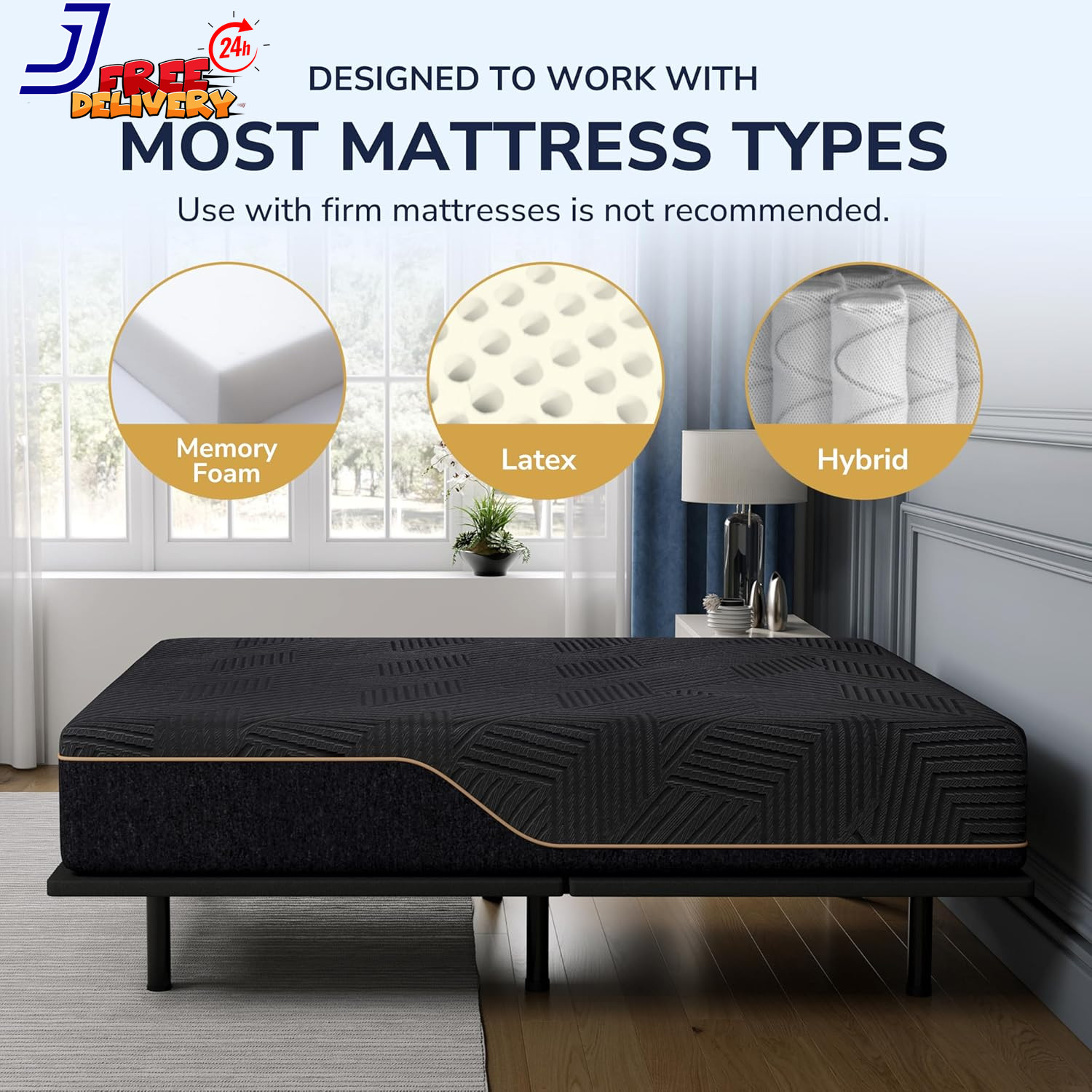 Split King Adjustable Bed Frame and 14 Inch Cooling Memory Foam Mattress