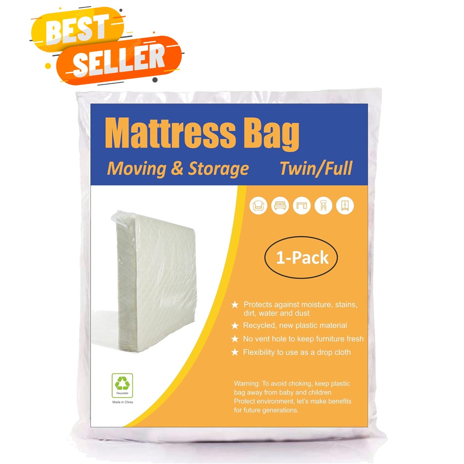 Lightweight Mattress Bag for Twin & Full Size – Perfect for Moving and Storage
