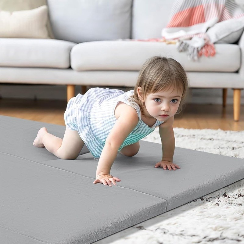 Foldable Kids Futon Mattress Soft Plush Play Mat Trifold Portable Cushion New
