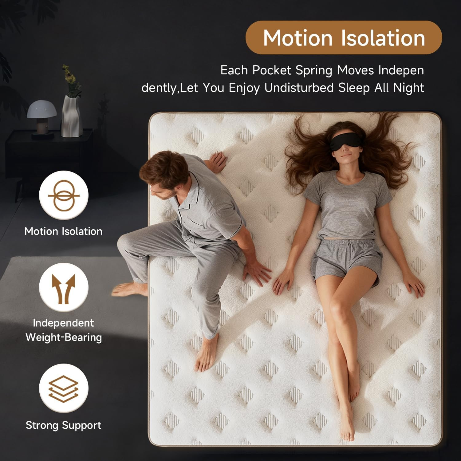 Queen Size Mattress (High-End Upgraded) Hotel-Level Luxury 12 Inch Hybrid Queen