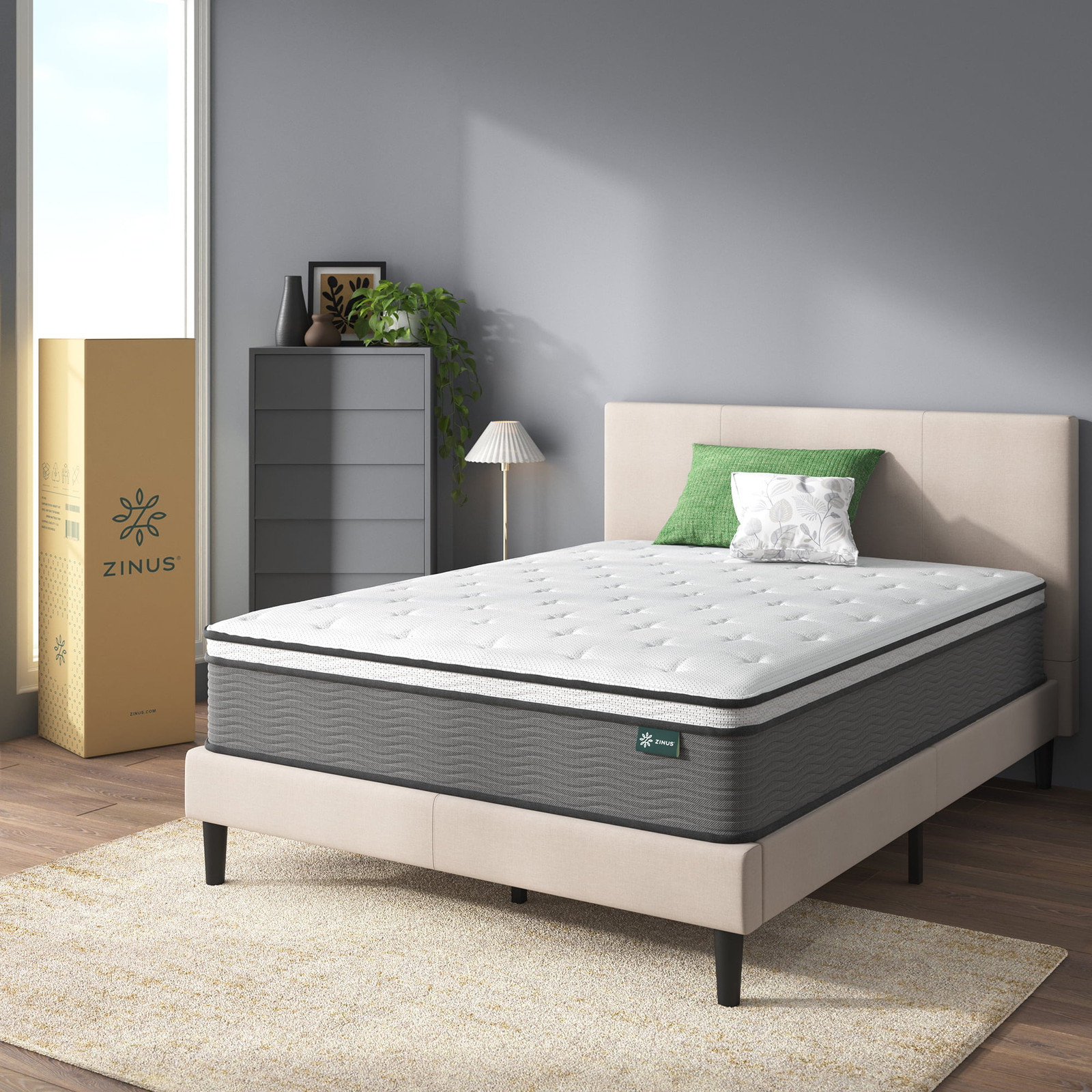 Zinus 12″ Queen Size Pressure Relief Hybrid Mattress Comfort Foam Pocket Springs