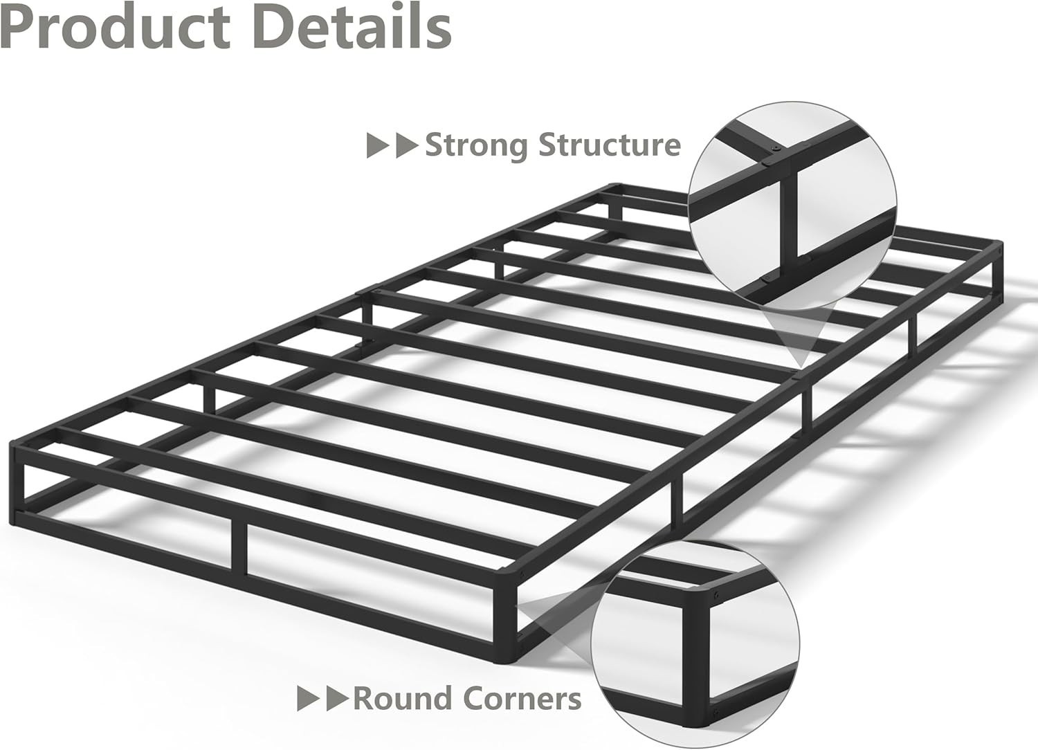 Box Spring Twin 5 Inch High Metal Twin Box Spring Only Heavy Duty Mattress Black
