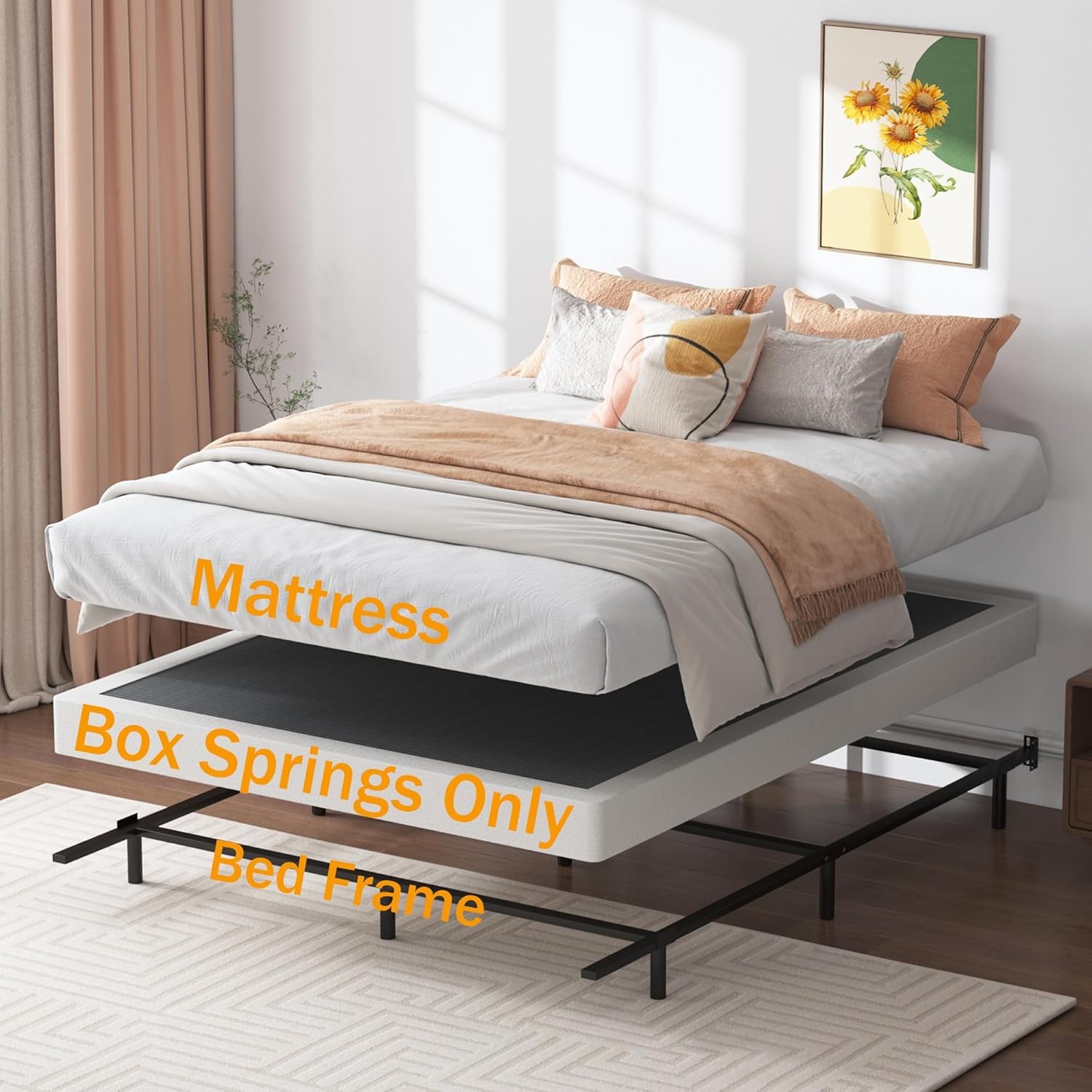 Box Spring Full 3 Inch Heavy Duty Low Profile Metal Box Springs Full Bed Home