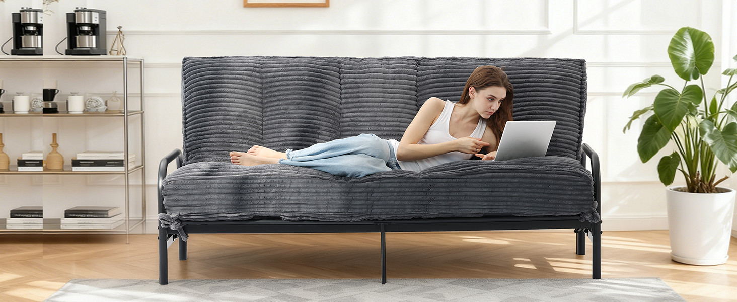 10″ Futon Mattr Queen Size,Futons Sofa Couch Bed with Straps, Thi