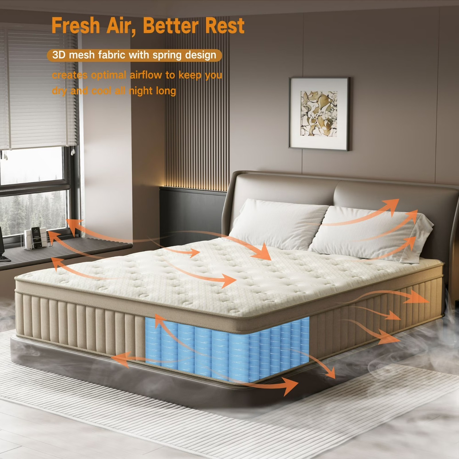 14 Inch Twin/ Full/Queen/King Memory Foam & Spring Hybrid Mattress Bed In a Box