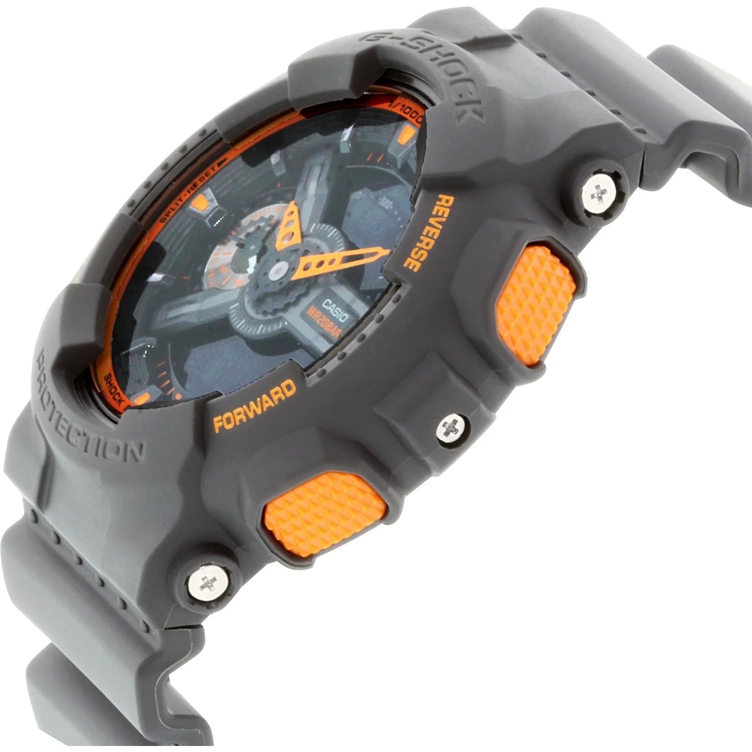 Casio G-Shock XL Analog Digital Watch with Neon accent Gray with orange