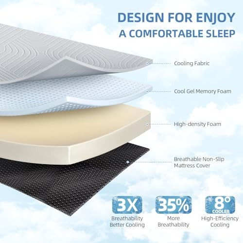 Cooling Foldable Mattress Memory Foam Mattress/Topper with Cold Full 6 Inch