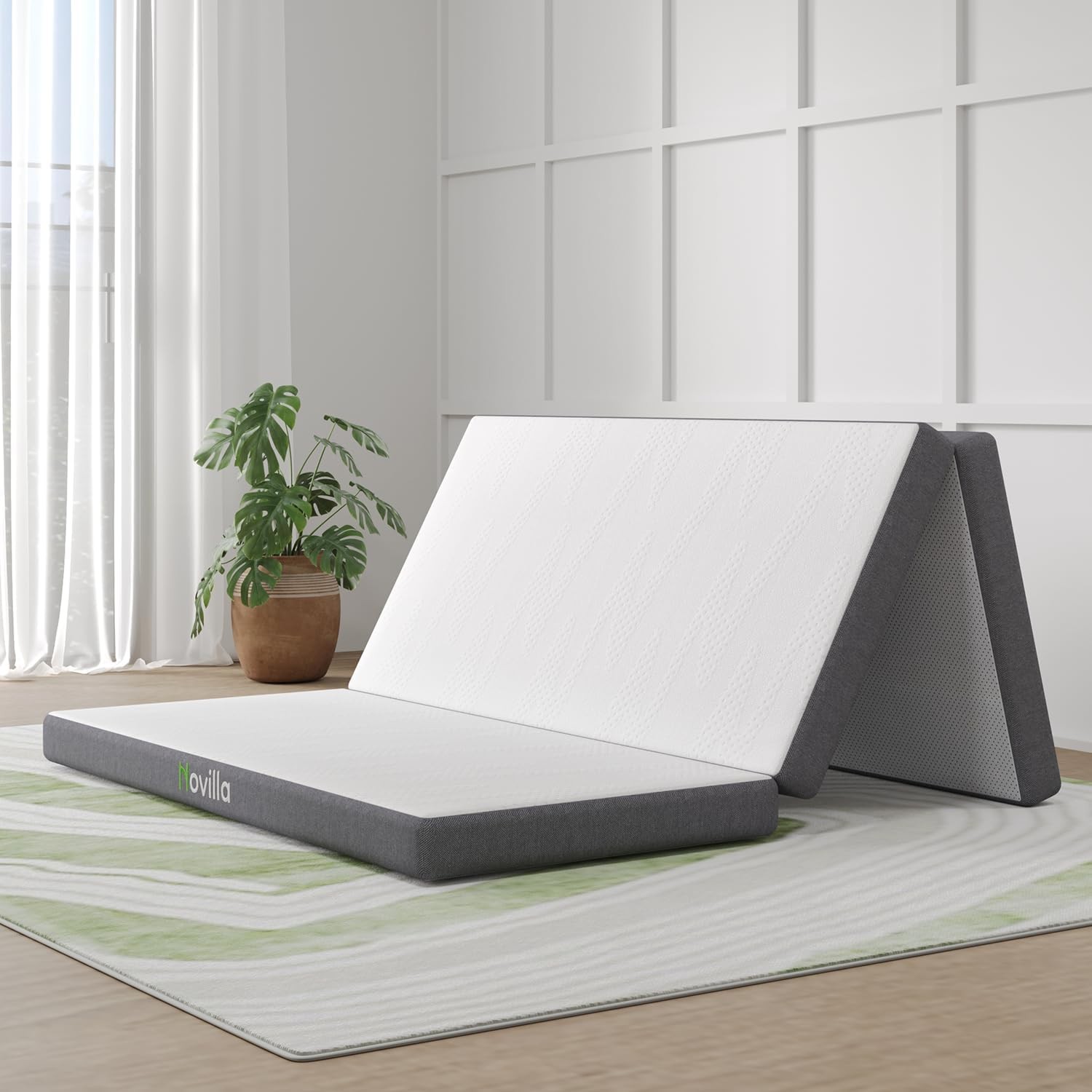 Foldable Mattress Single Size Comfort Foam Trifold Mattress W/ Cloud Design