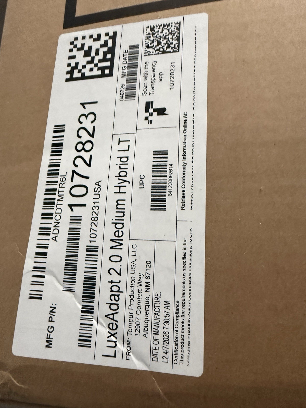 TempurPedic LUXE ADAPT HYBRID 2.0 TWIN XL MATTRESS NEW 2026 CLEARANCE SHIPPING