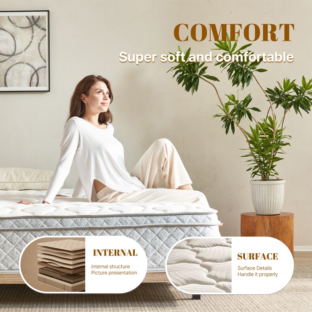 12″ Hybrid Queen Mattress in a Box, Memory Foam & Pocket Springs, Medium Firm US