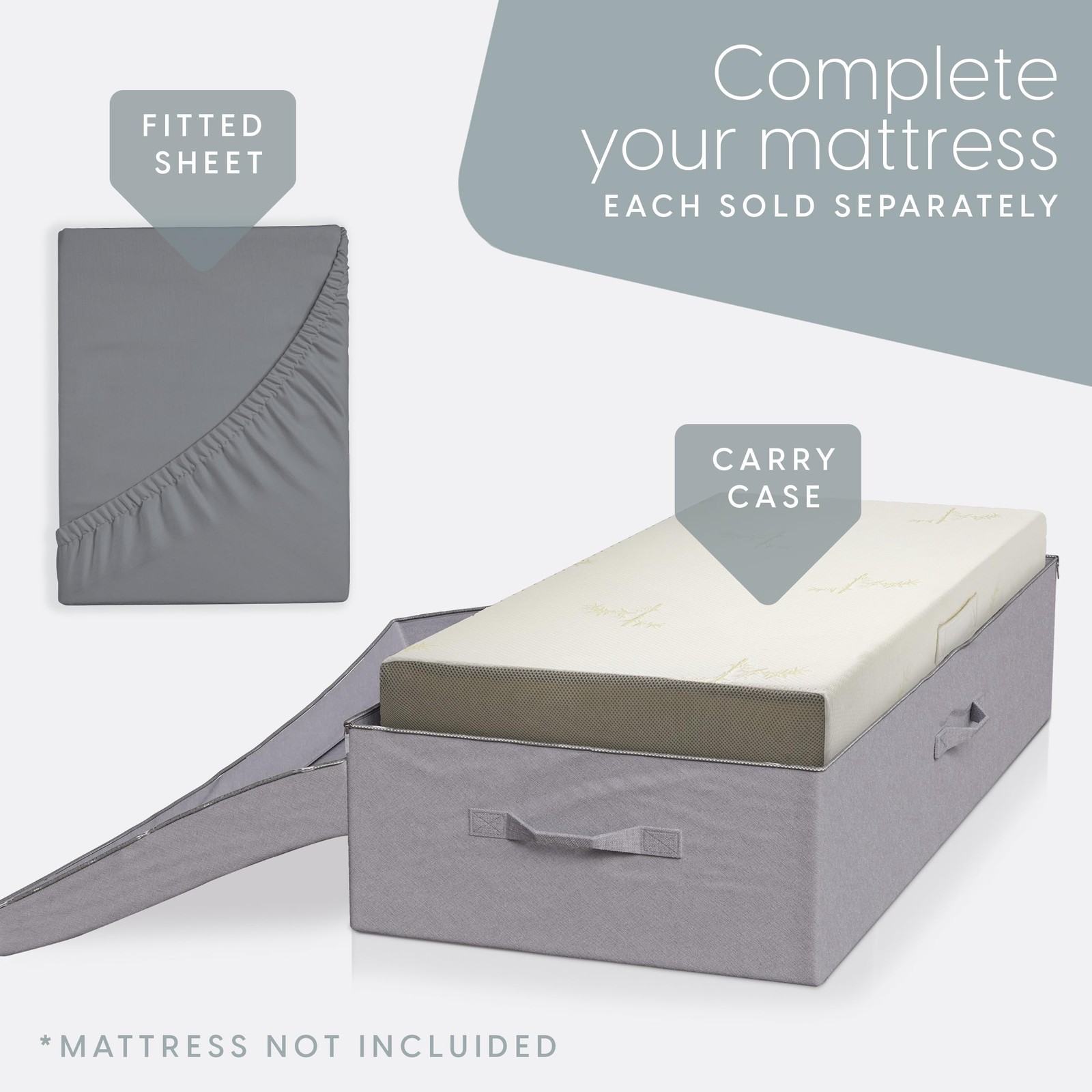 Milliard Carry Case for Tri-Fold Mattress, Fits up to 6 Full, Grey 6 Inch