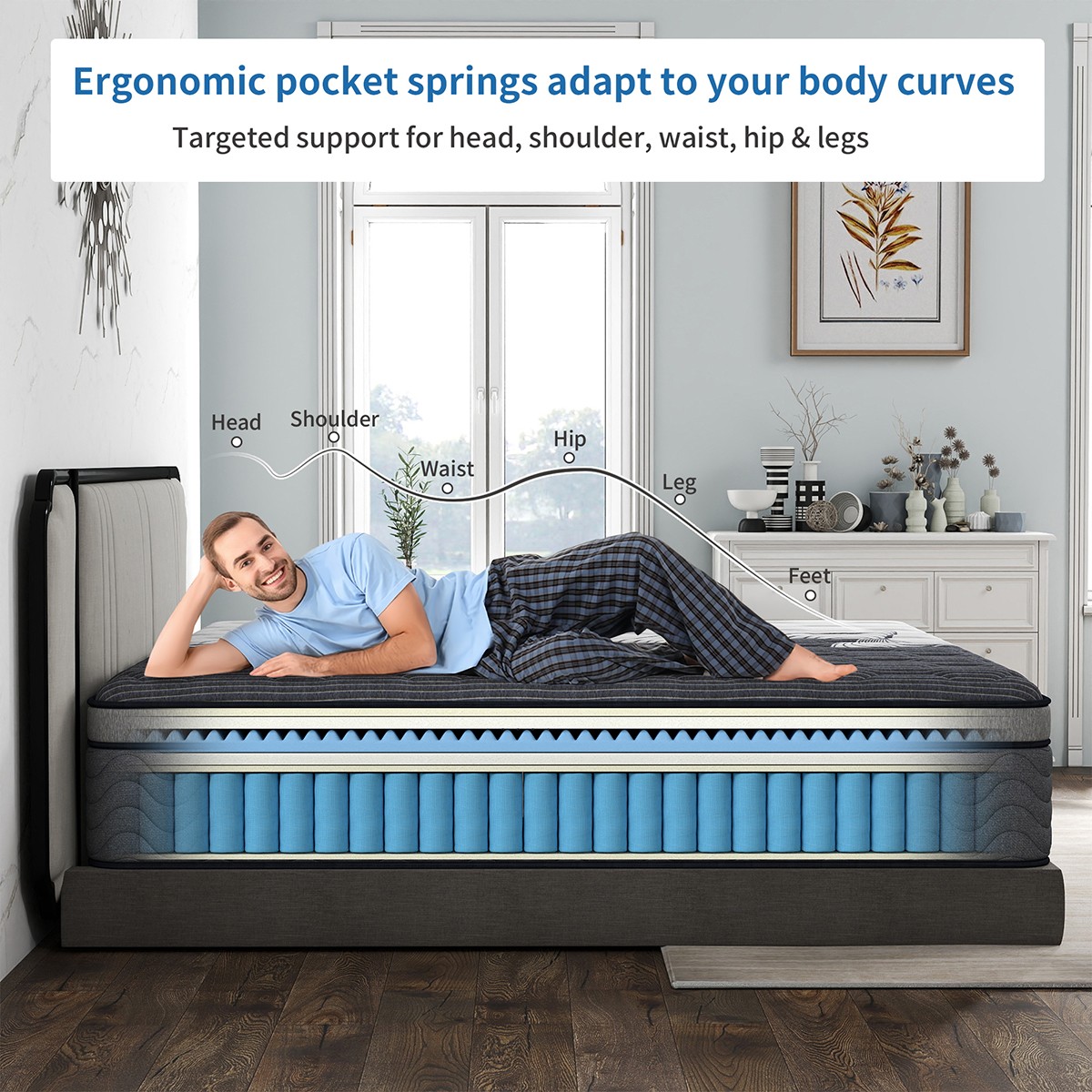 12 Inch Dual Comfort Mattress Memory Foam Pocket Spring Full Queen King in a Box
