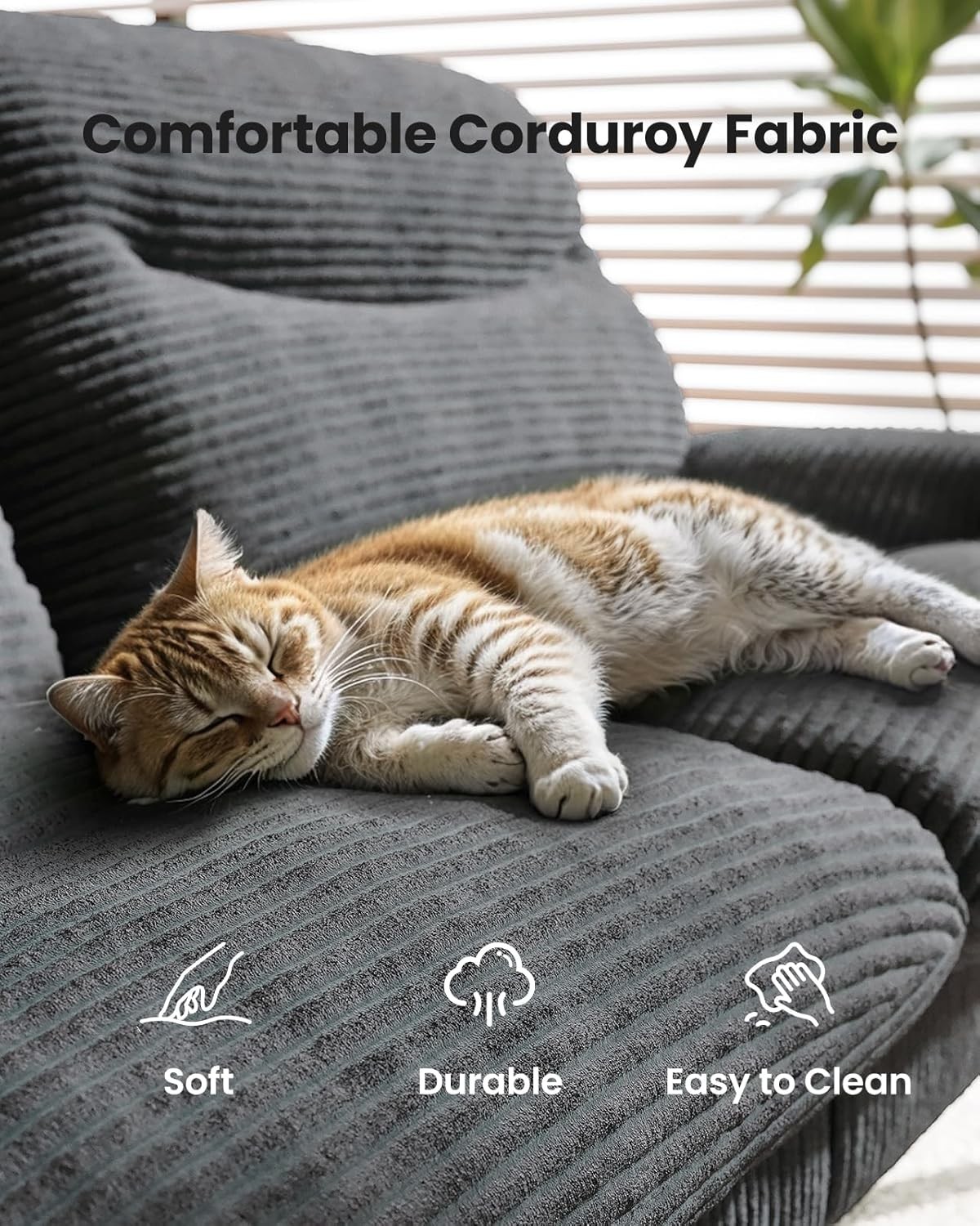 ada 66″ Convertible Futon Sofa Bed, Corduroy Folding Futon Set with